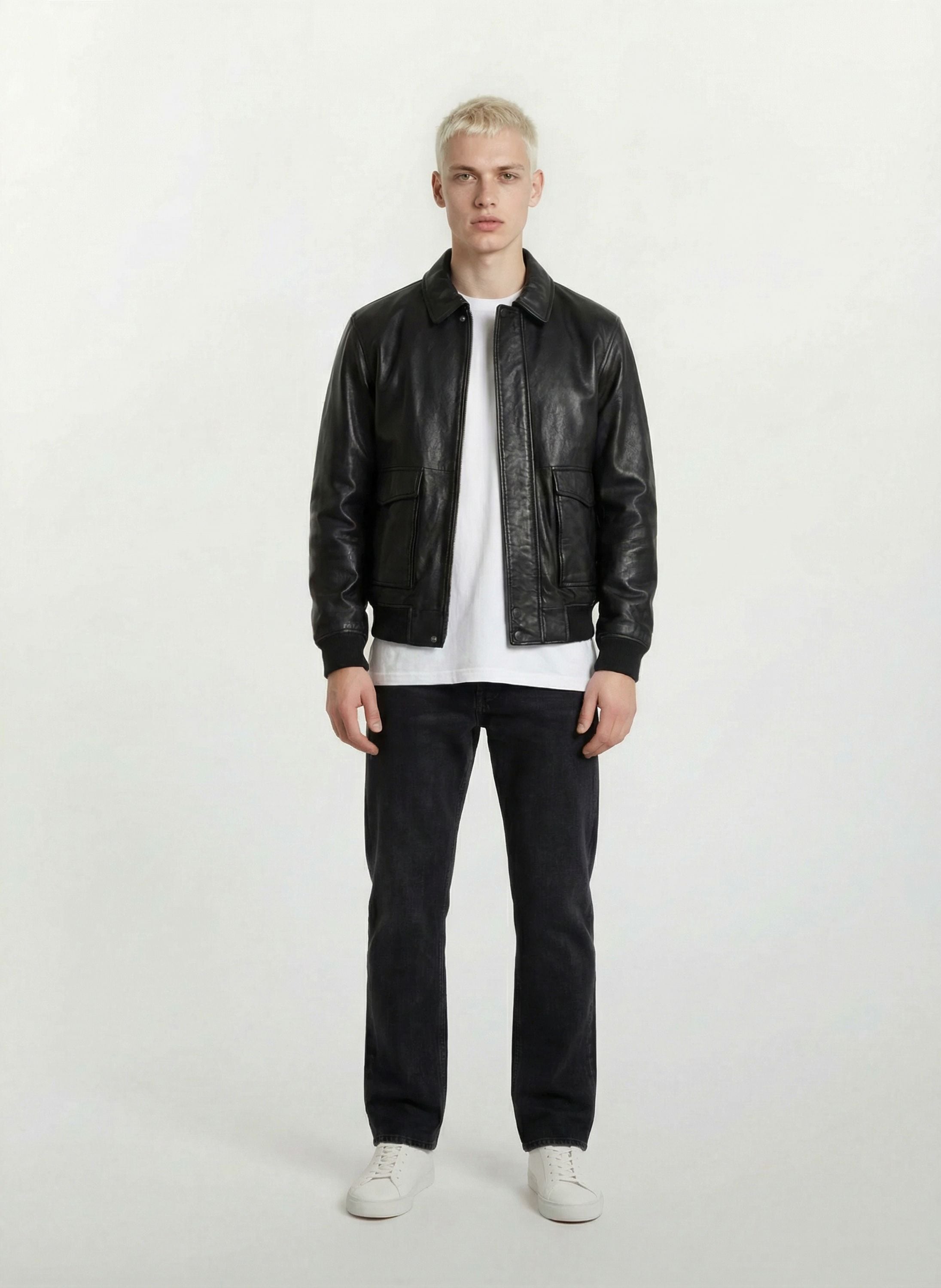 trueprodigy Lederjacke »Ryder Oversizejacke mit aufgesetzte Taschen und Rippbündchen« ohne Kapuze