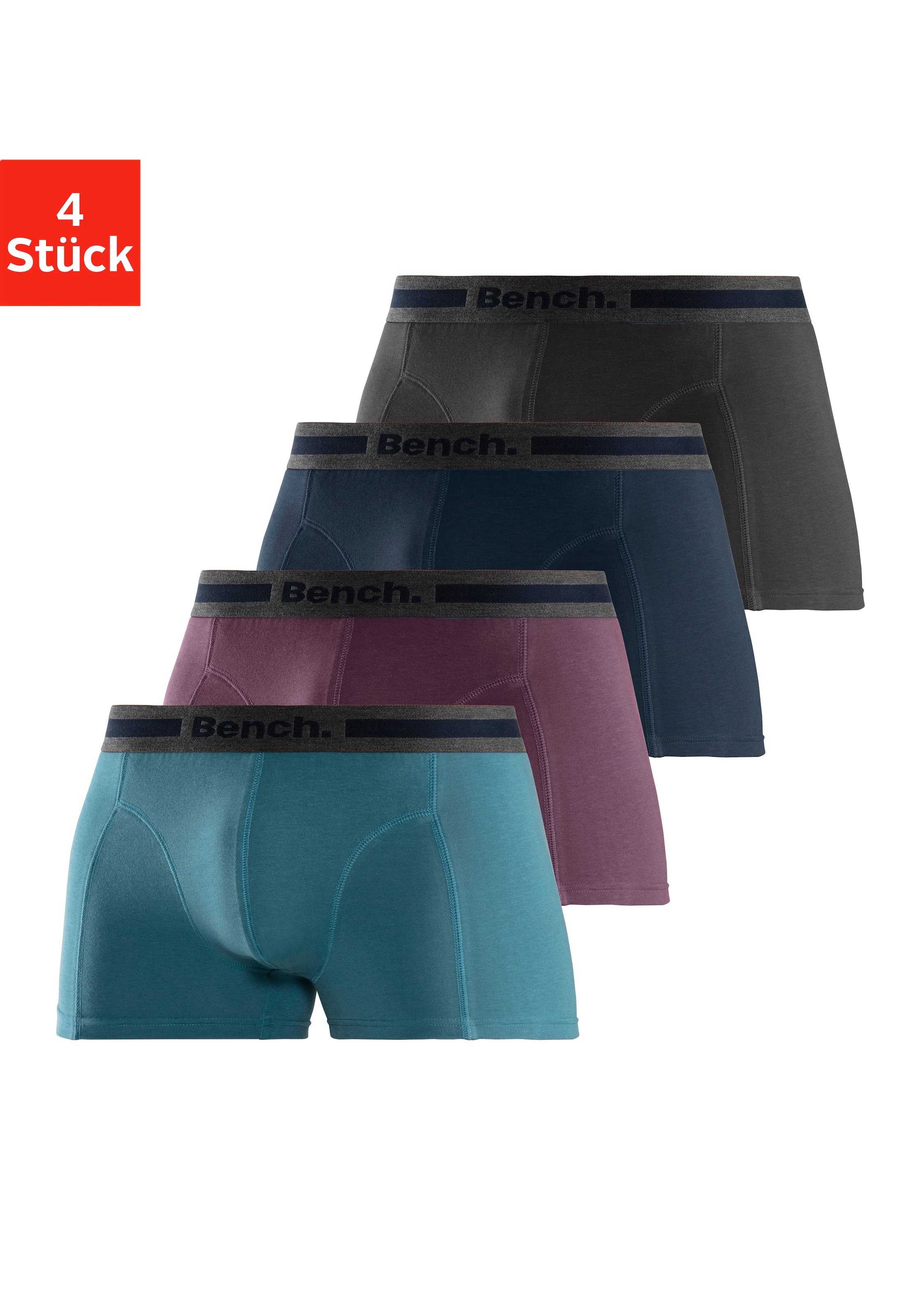 Bench. Boxer "Boxershorts für Herren", (Packung, 4 St.), mit Overlock-Nähten vorn