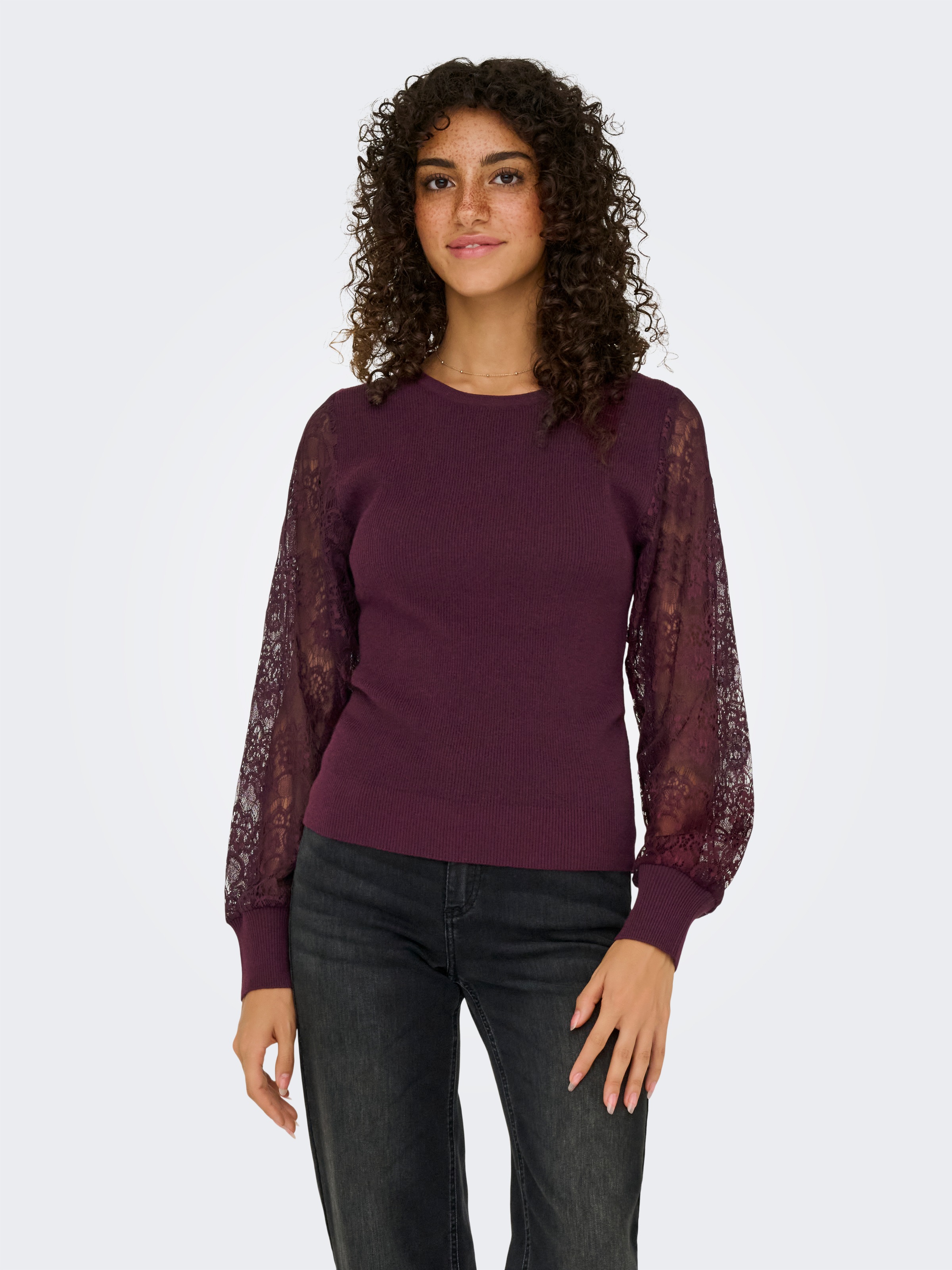 ONLY Rundhalspullover "ONLPERRY LIFE LS MIX O-NECK KNT" günstig online kaufen