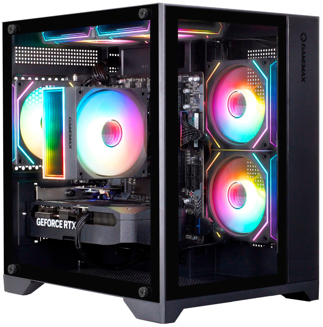 GAMEMAX Gaming-PC-Komplettsystem »MegaDeal Infinity Mini BK 2837 AMD Ryzen 5 7500F 32GB DDR5 1TB SSD« 34 ″ AMD Ryzen 5 GeForce RTX? 5060 Ti 32 GB RAM 1.000 GB SSD Windows 11, DDR5 RAM + MSI MAG 342CQR E2 Curved Monitor 86cm (34")