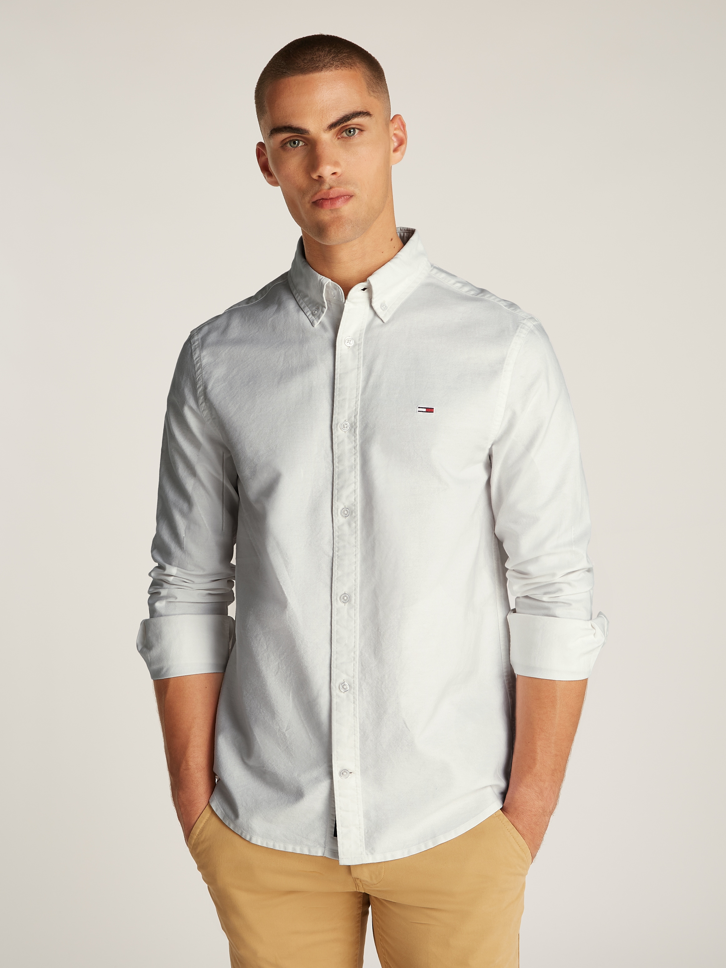 Tommy Jeans Langarmhemd "TJM REG OXFORD SHIRT EXT", mit Logostickerei günstig online kaufen