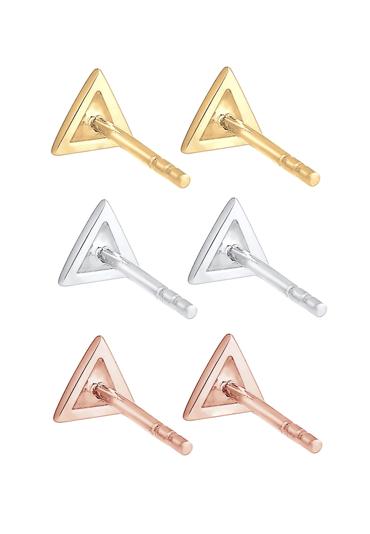 Elli Ohrring-Set »3er Set Dreieck Geo Tricolor Minimal 925 Silber«