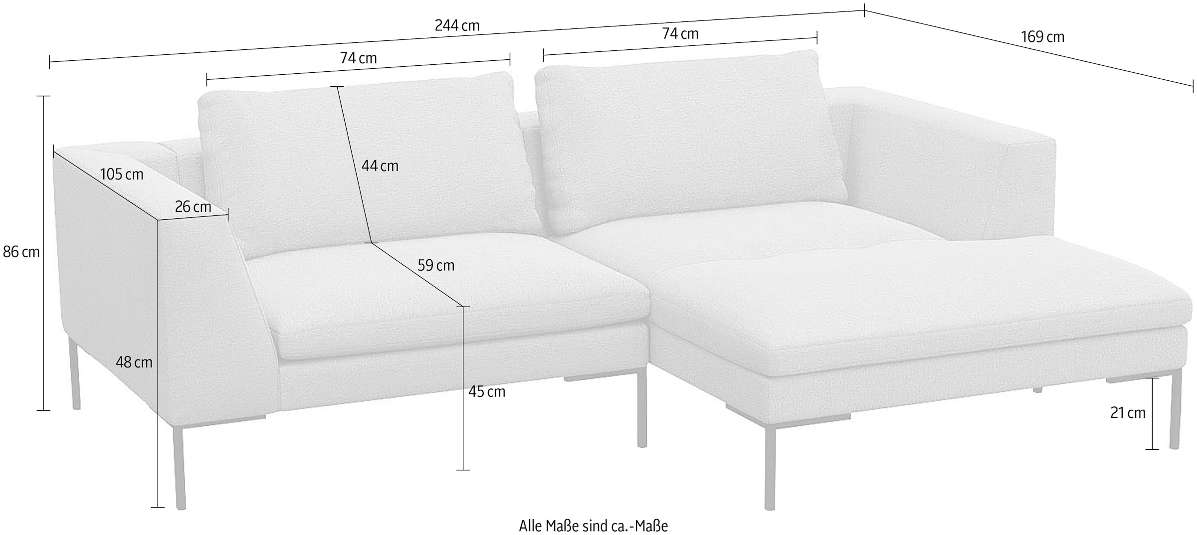 FLEXLUX Ecksofa »Loano, superbequemer Sitzkomfort durch Kaltschaum im Sitz, L-Form«, modernes Sofa, frei im Raum stellbar, lose Kissen, hoher Fuß