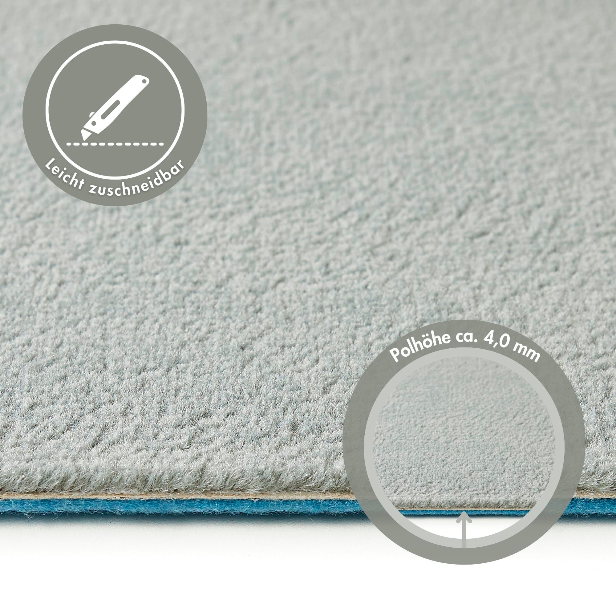 Andiamo Teppichboden »Kira, Velours, Made in Belgium«, rechteckig, 8 mm Höhe, Uni Farben, Breite 400 cm, strapazierfähig, pflegeleicht, Wohnzimmer