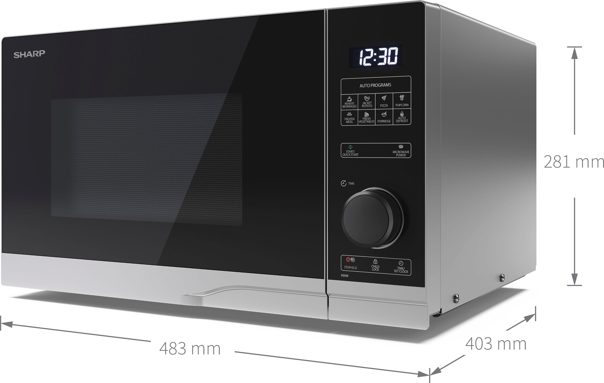 Sharp Mikrowelle »YC-PS254AE-S«, Mikrowelle, 900 W