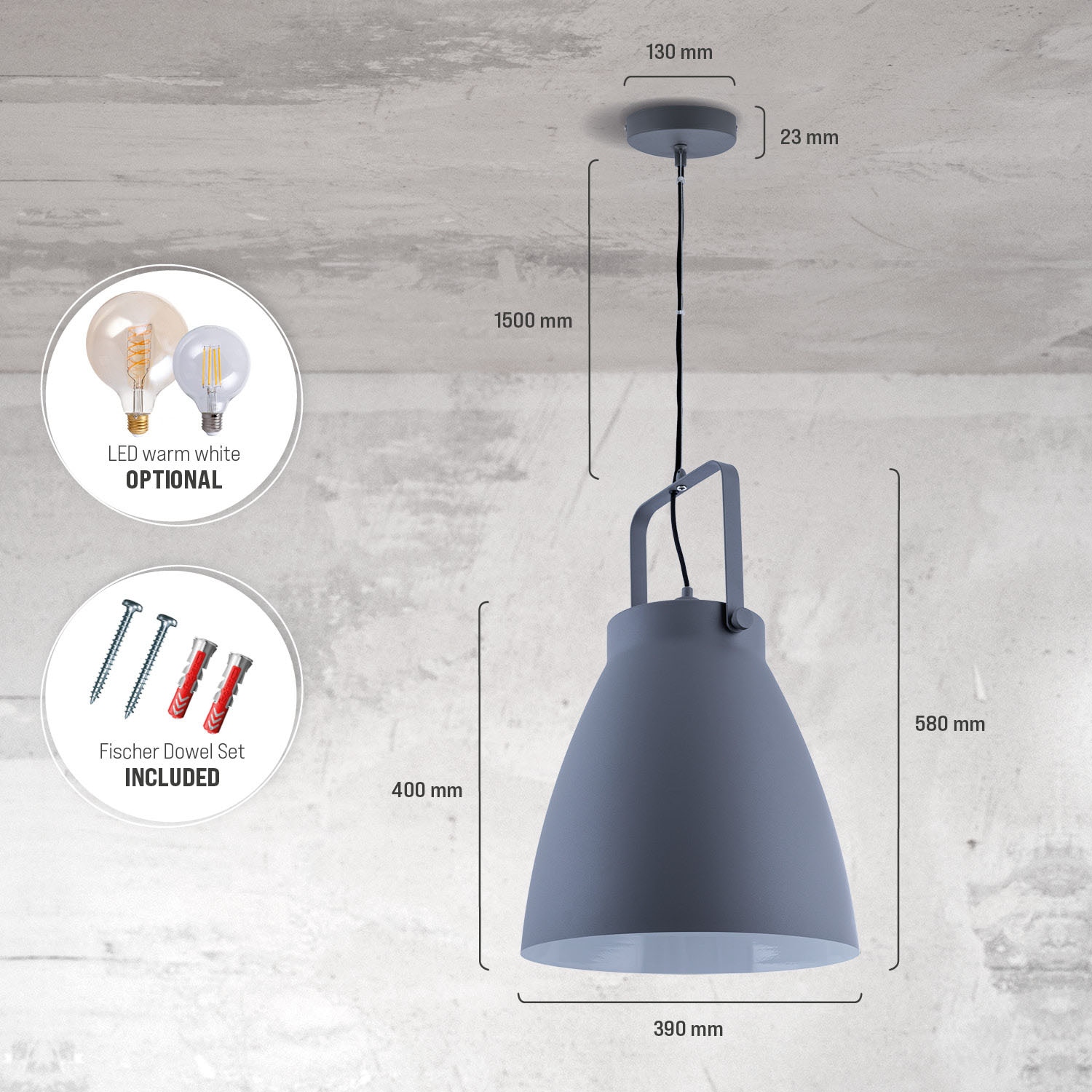 Paco Home Pendelleuchte »BOONE PD«, 1 flammig, Leuchtmittel E27 | ohne Leuchtmittel, Stehleuchte Modern Wohnzimmer Industrial Scheinwerfer Design E27