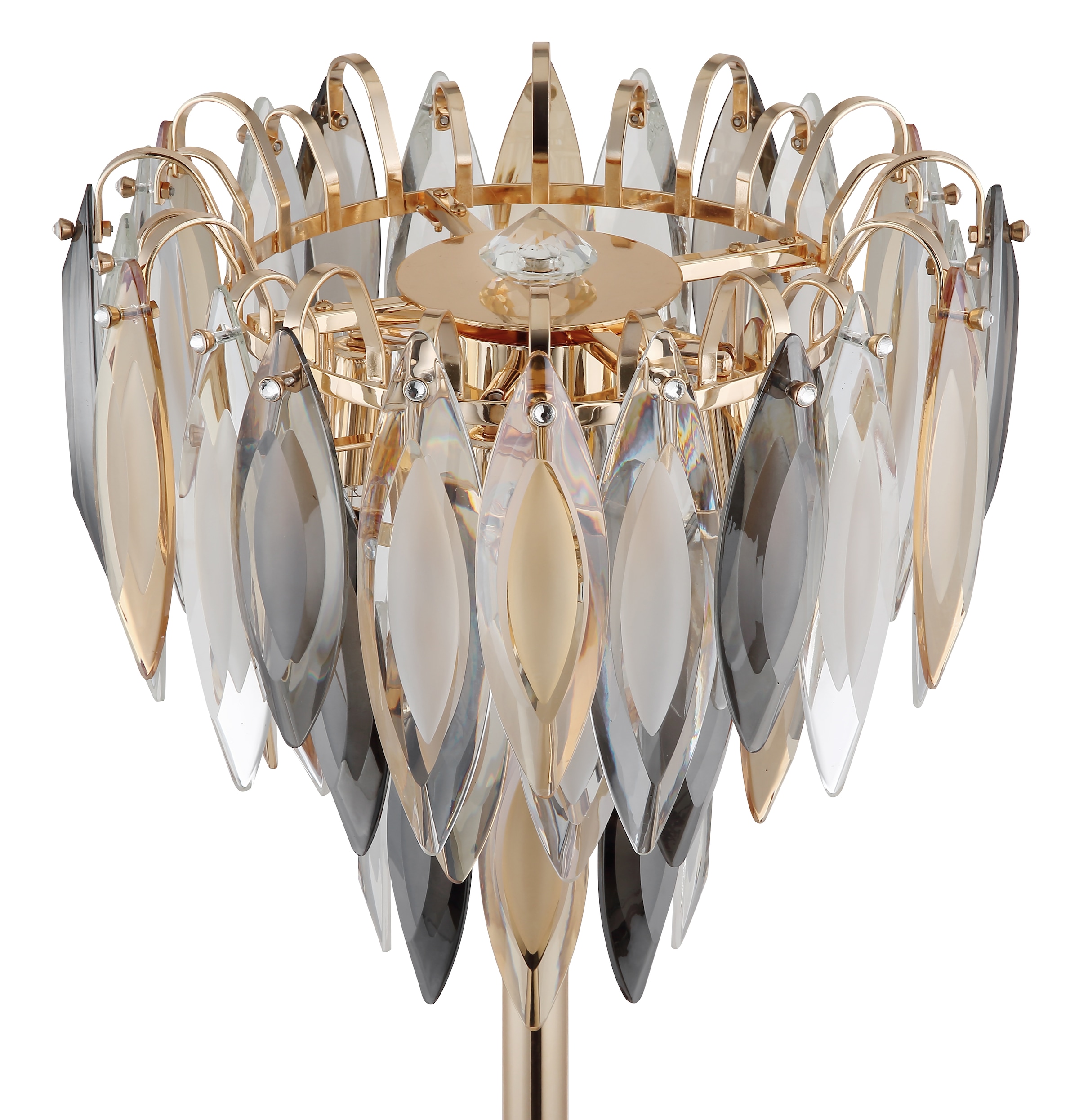 GLOBO LIGHTING Stehlampe »ELINOR« E14 1 Stk. Stehleuchte Gold/Marmor, K9 Kristalle, Fußtrittschalter, E14
