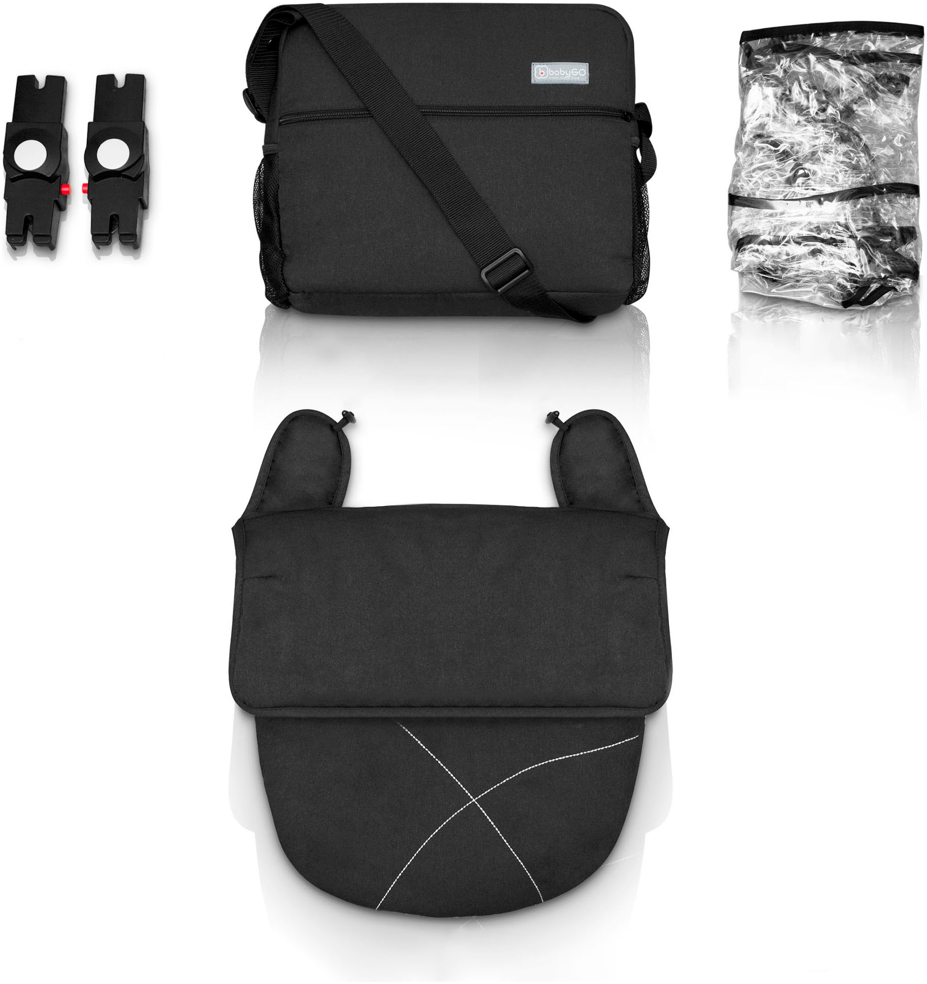 BabyGo Kombi-Kinderwagen »Halime AIR 3in1«, mit Luftreifen, inkl. Babywanne, Babyschale, Regenhaube & Wickeltasche