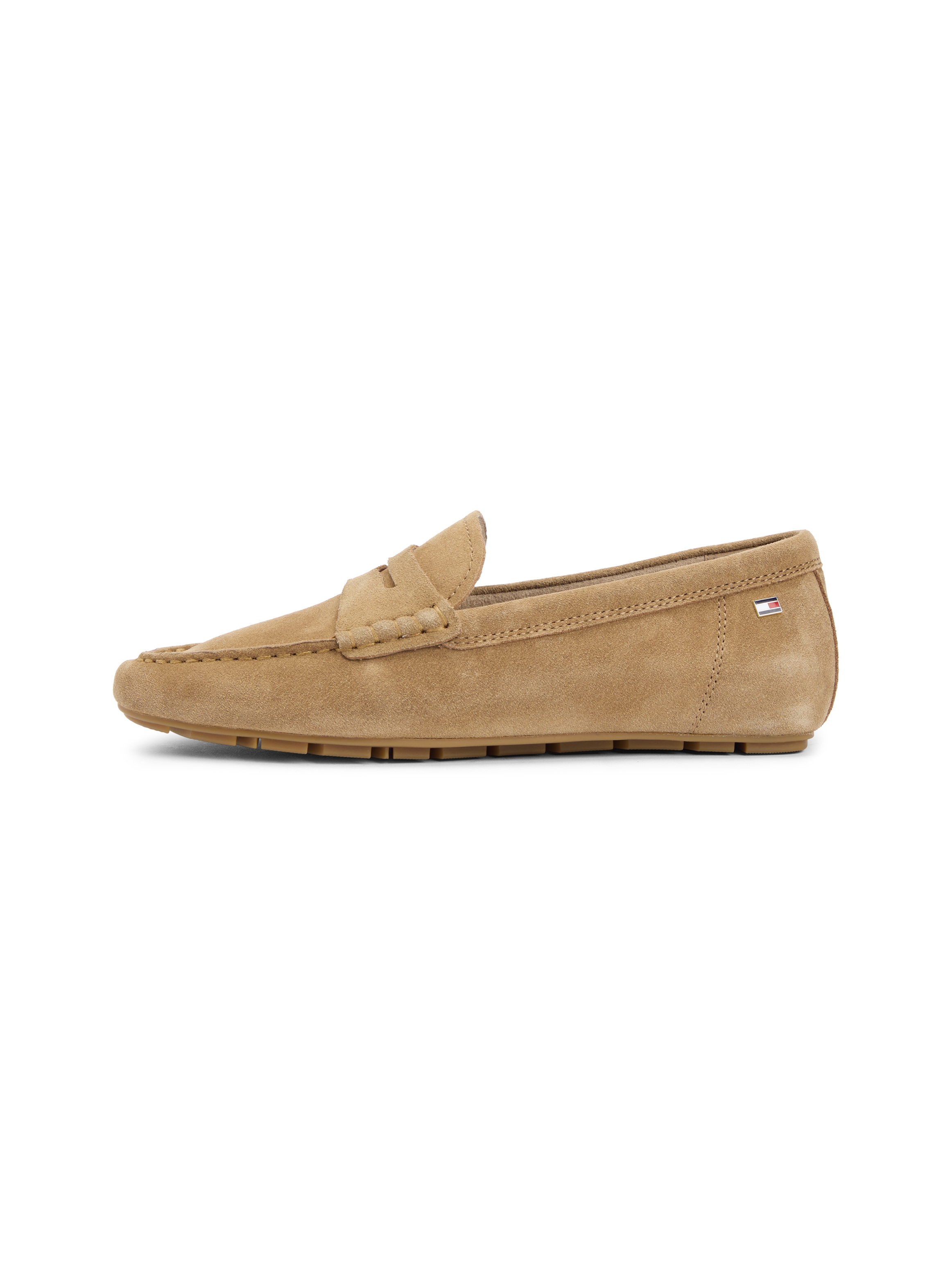 Tommy Hilfiger Slipper »FLAG SOFT SUEDE DRIVER LOAFER«  , Schlupfschuh, Bequemschuh, Mokassin, Flats mit modischen Zierriegel
