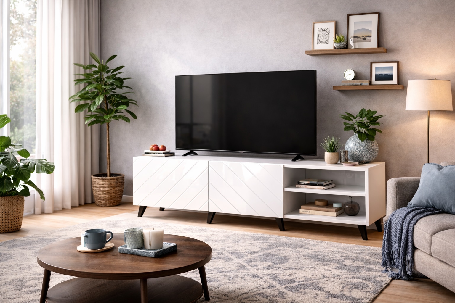 OTTO home Lowboard »HOLLY 1.5, TV-Board, TV-Kommode, TV-Schrank, TV-Unterschrank, TV-Möbel« Modernes lackiertes Hochglanz TV-Board, grifflos, Breite 150 cm