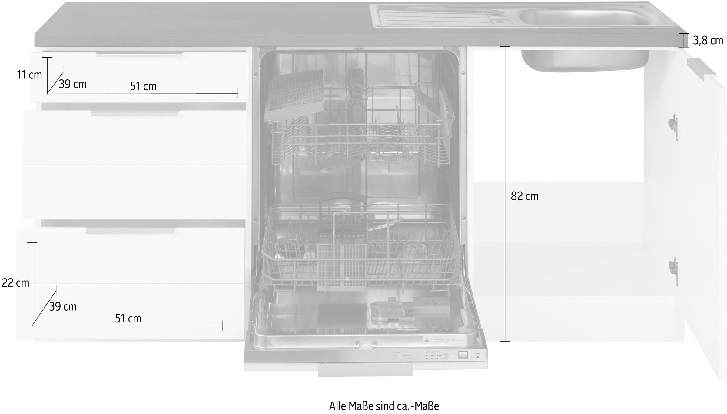 KOCHSTATION Küche »KS-Luhe«, Stellbreite 240x270 cm, wahlweise mit oder ohne E-Geräten, MDF-Fronten