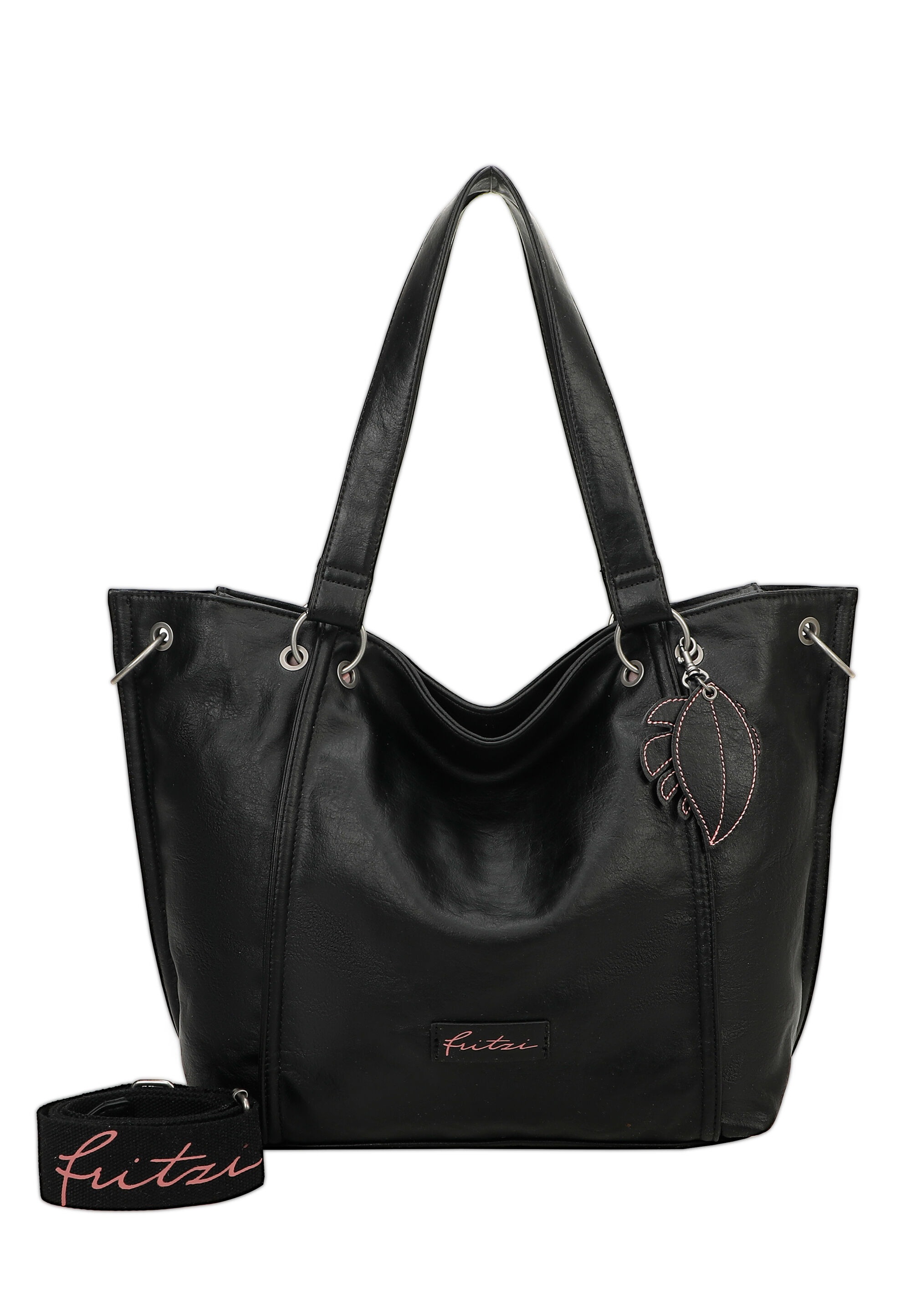 "Shopper FRITZI AUS PREUSSEN ""Eco Fritzi02"", Damen, Gr. B/H/T: 54cm x 33,5cm x 12,5cm onesize, schwarz, 58% Polyester, 42% Polyurethan, unifarben