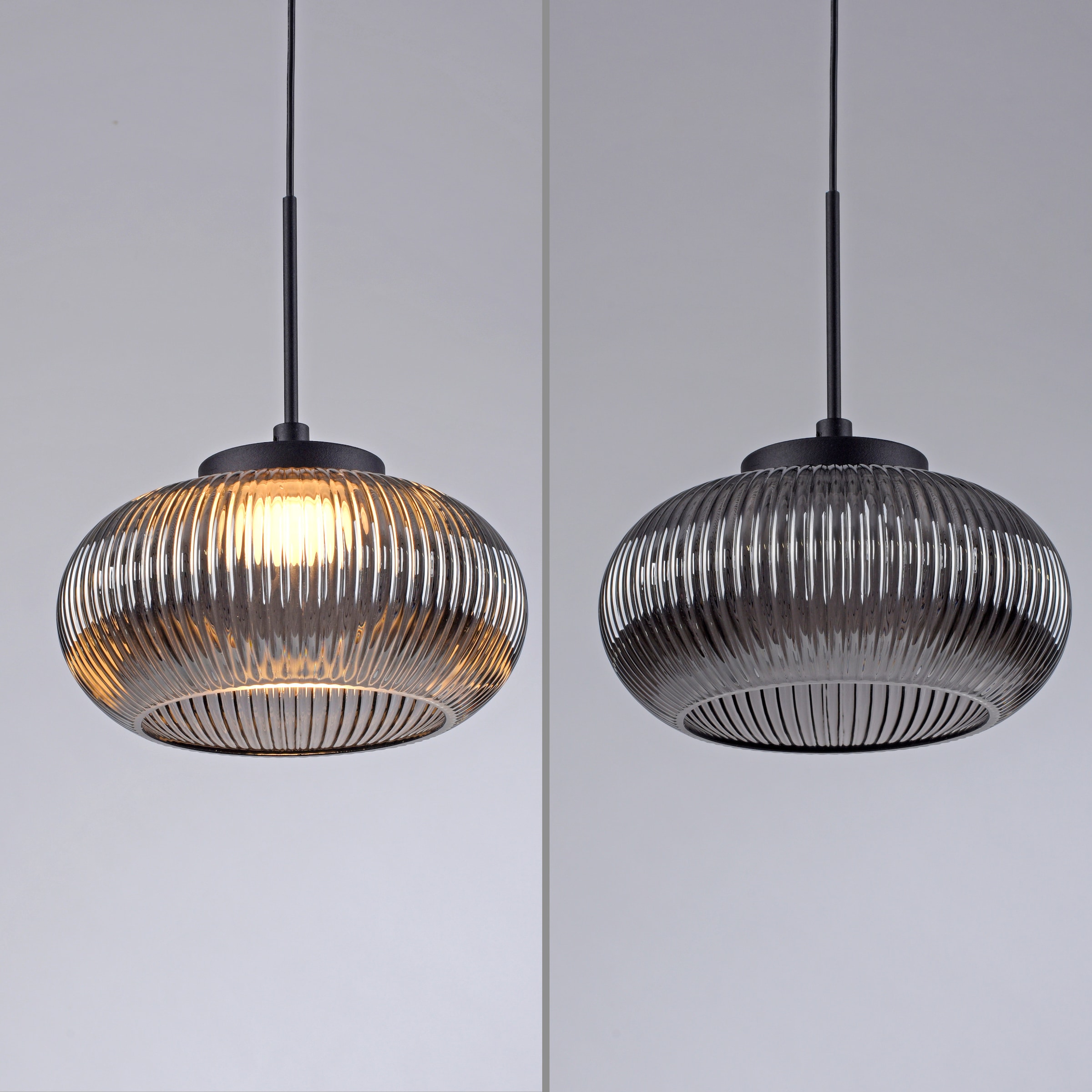 JUST LIGHT LED Pendelleuchte »NOCTIS« LED-Board 1 Stk. Warmweiß Höhenverstellbar, 3000K, Memoryfunktion, Rauchglas geriffelt
