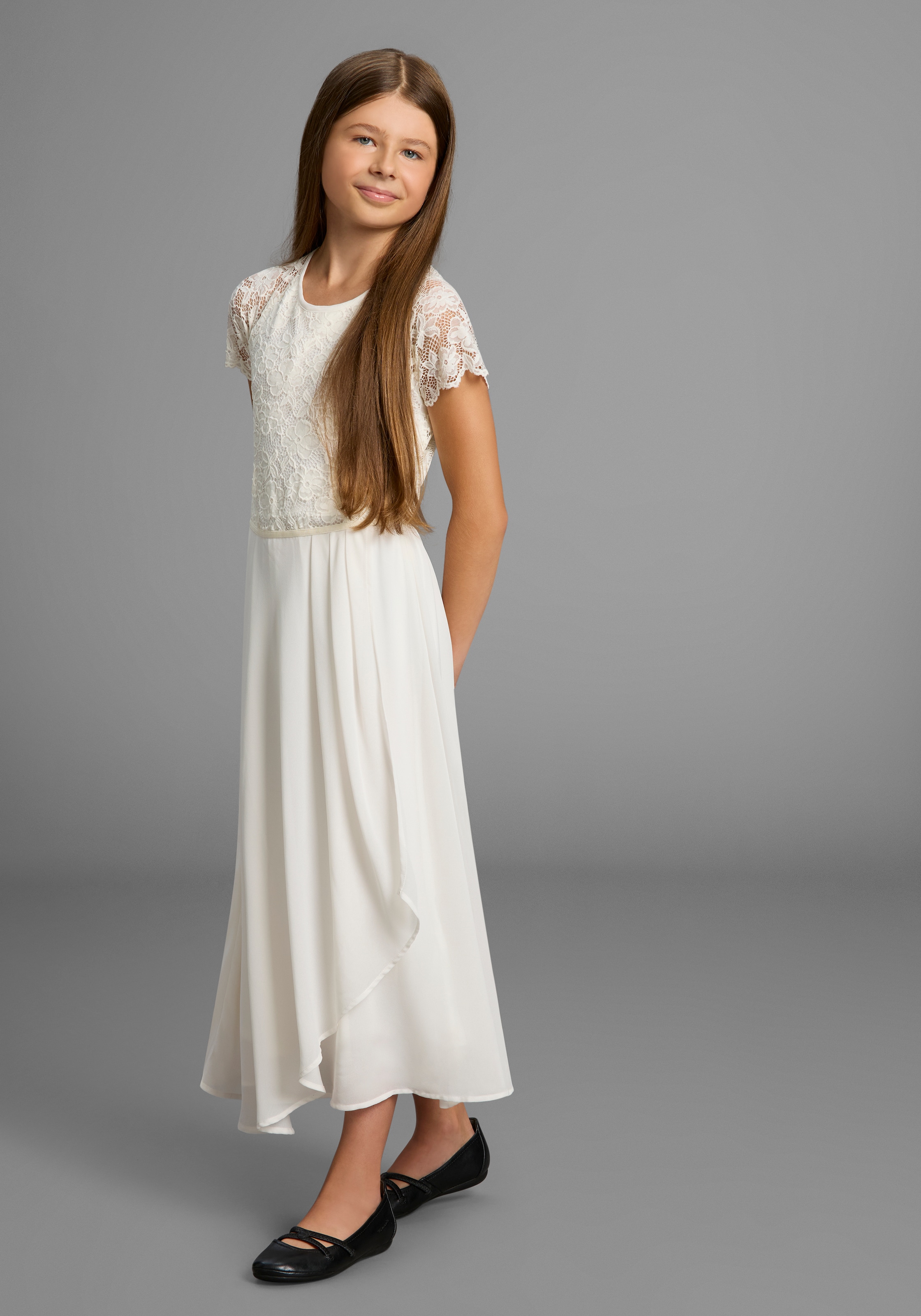 KIDSWORLD Jerseykleid »Festliches Kleid mit Spitze«, Elegantes Kleid mit Spitze und Chiffon