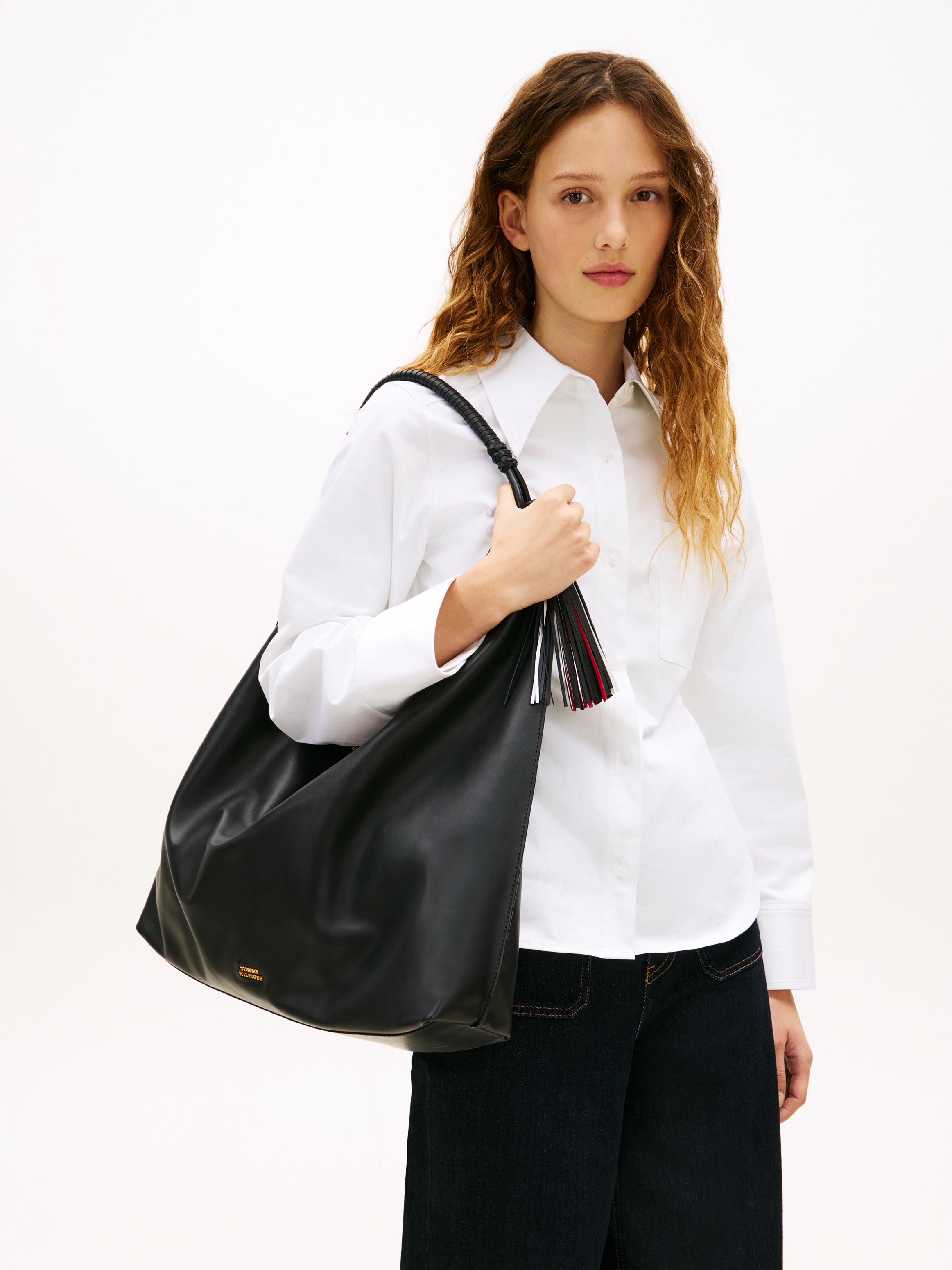 Tommy Hilfiger Hobo "TH STATEMENT LEATHER HOBO", Damen Umhängetasche, Schul günstig online kaufen