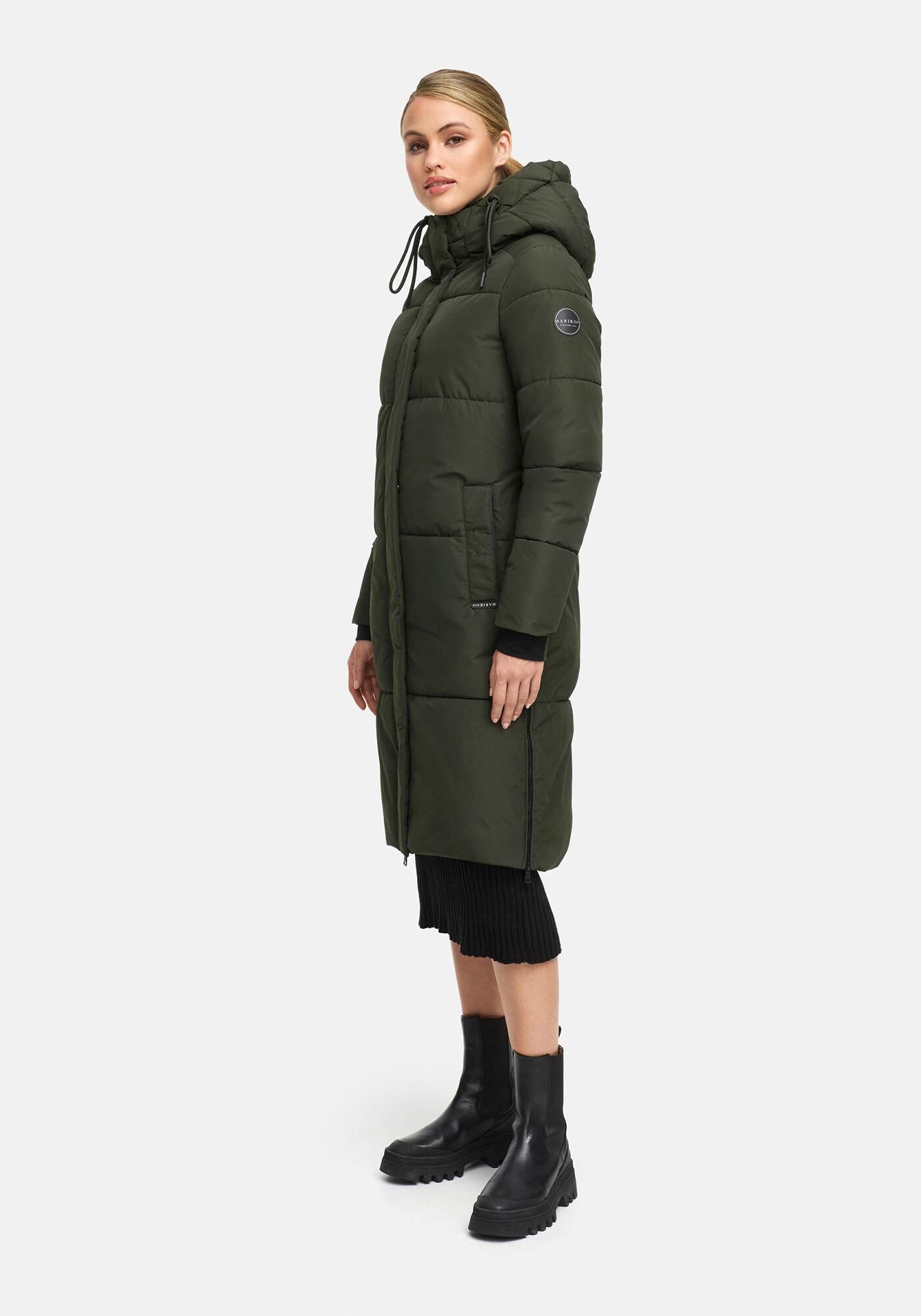 Winterjacke MARIKOO "Michikoo", Damen, Gr. M, grün (schwarzolive), Obermaterial: 100% Polyester; Futter: 100% Polyester; Wattierung: 100% Polyester; Ärmelfutter: 100% Polyester, Jacken Winterjacke, Extra langer Schnitt mit seitlichen Belüftungsöffnungen 2
