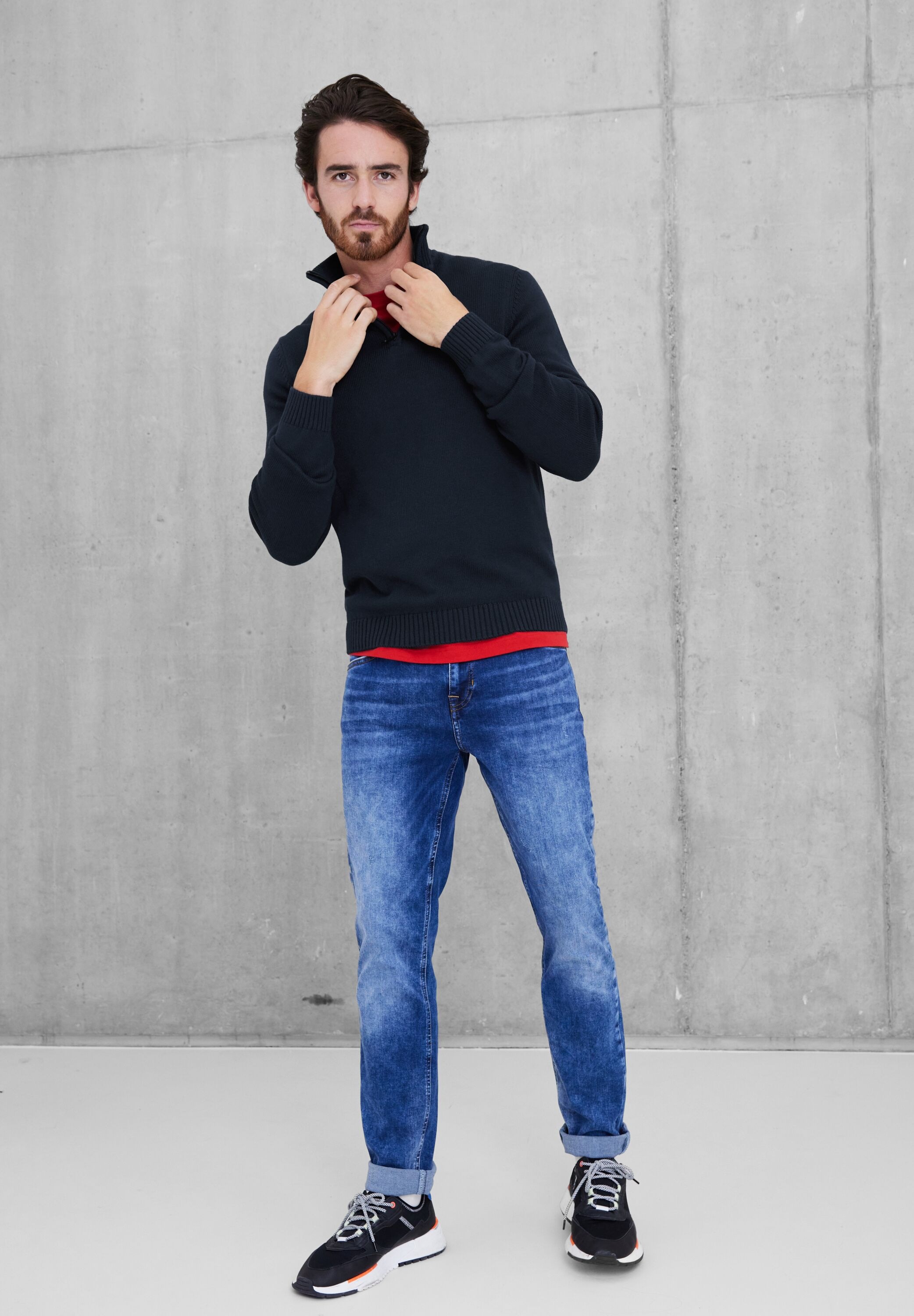 STREET ONE MEN Strickpullover, mit Wording