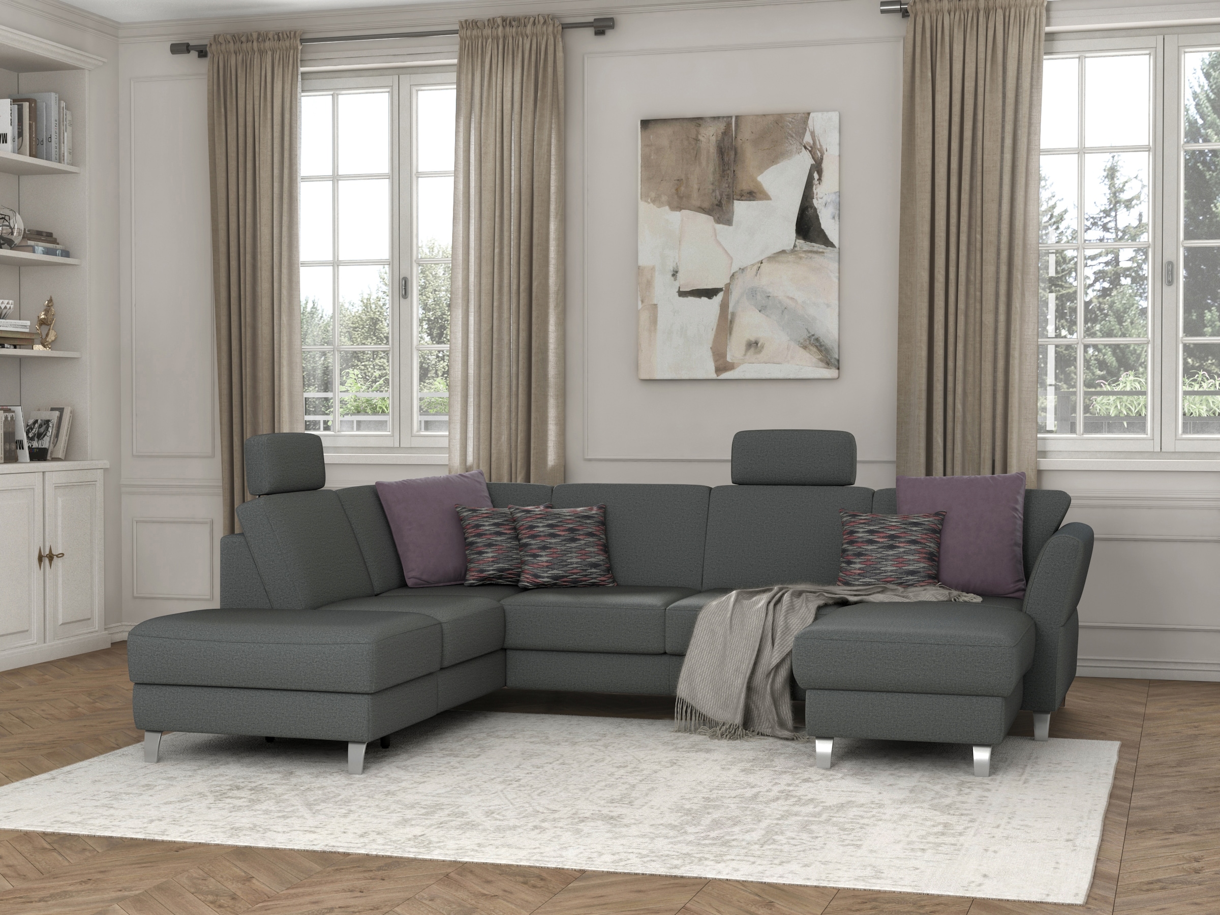 sit&more Wohnlandschaft »Visby U-Form«, Wahlweise mit Bettfunktion und Stauraum, frei im Raum stellbar