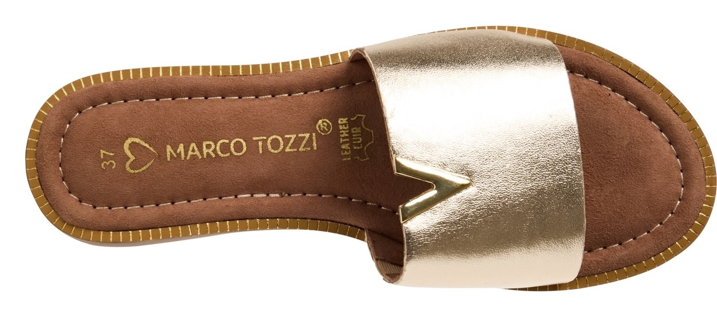 MARCO TOZZI Pantolette, Flats, Sommerschuh mit edlem Schmuckelement