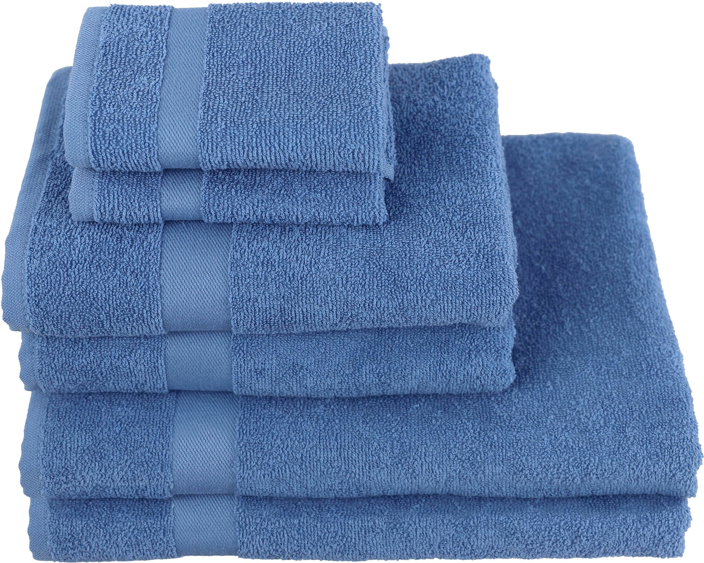 my home Handtuch Set »Nela«, auf 6 Bordüre, einfarbiges Rechnung Handtuch-Set | mit Baumwolle 100% Set, aus tlg., BAUR Walkfrottier