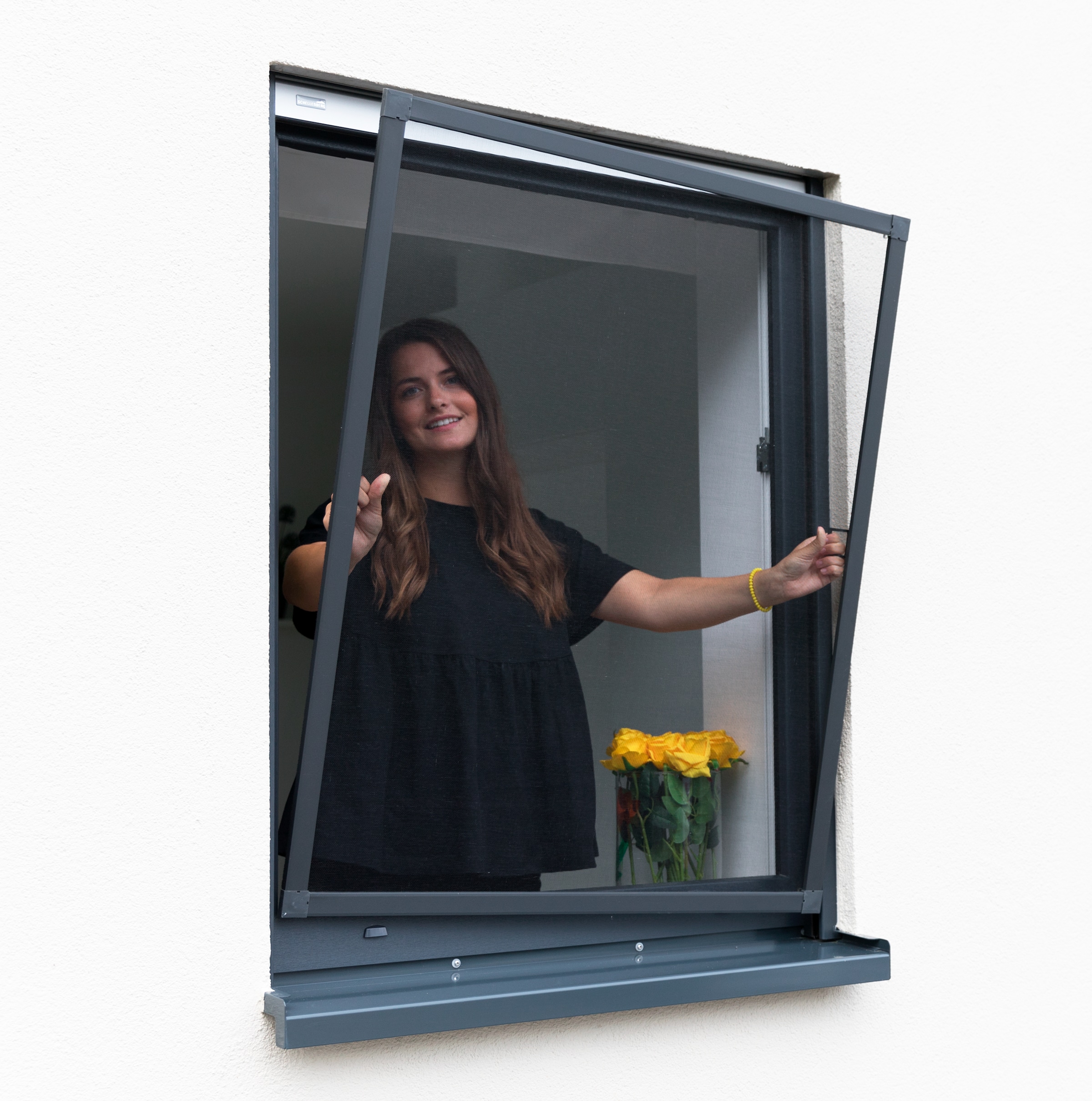 SCHELLENBERG Insektenschutz-Fensterrahmen »Fliegengitter Fenster Premium«, mit Rahmen aus Aluminium in anthrazit und weiß, 100 x 120 cm