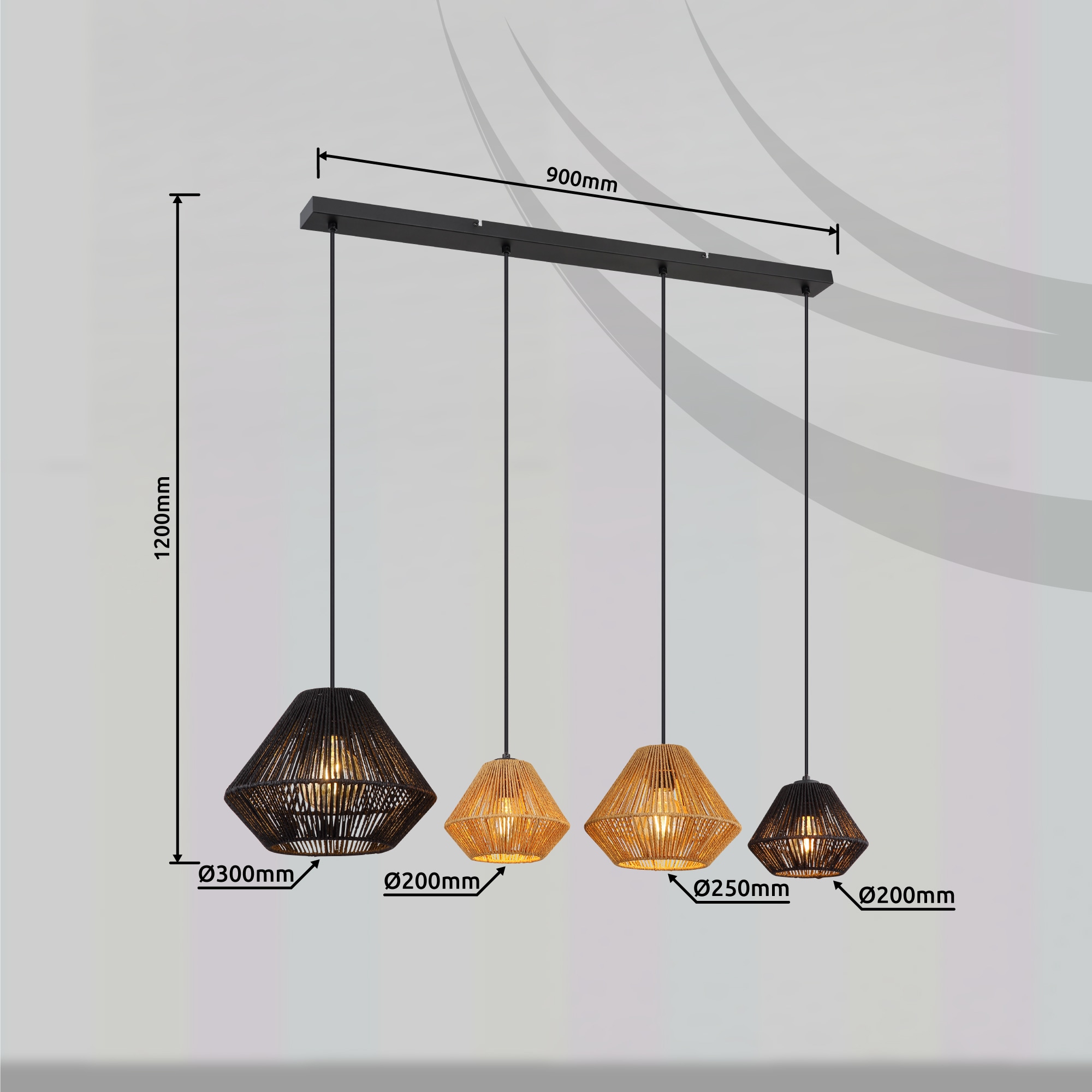 GLOBO LIGHTING Hängeleuchte »HOUDINI«, Leuchtmittel E27 | ohne Leuchtmittel, Hängelampe/Pendelleuchte/Esszimmer/Wohnzimmer/Esstisch