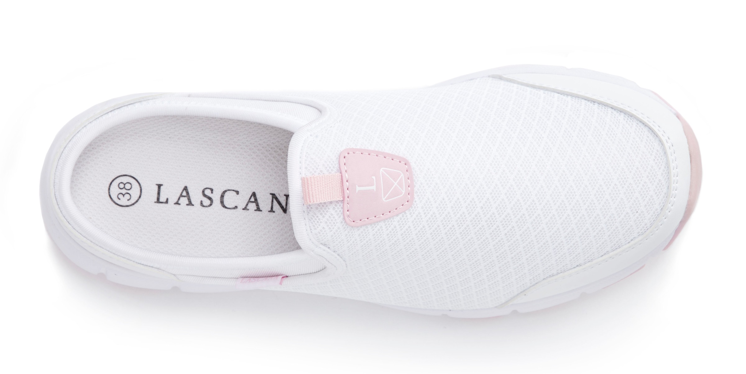 Sneaker LASCANA "Slip-On-Sneaker", Damen, Gr. 42, weiß (weiß, rose), Obermaterial: 100% Textilmaterial. Decksohle: 100% Textilmaterial. Futter: 100% Textilmaterial. Laufsohle: 100% Synthetik, unifarben, Basic, Schuhe Sneaker, Halbschuh, Freizeitschuh, Sab 3
