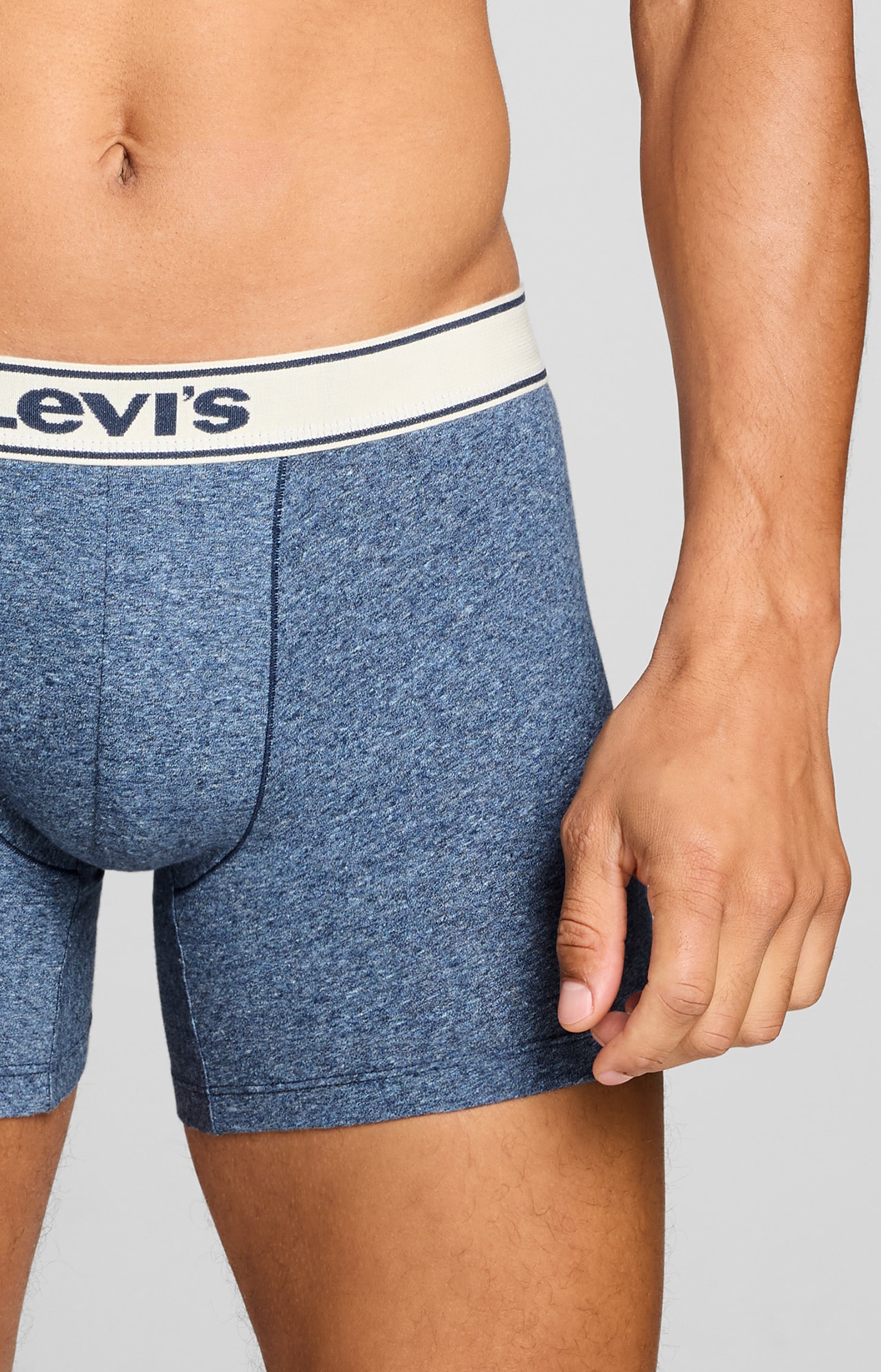 Levi's® Boxer »LEVIS MEN VNTG HTR BOXER BRIEF 2P« ohne Eingriff, uni, meliert, Logo-Bund, elastisch
