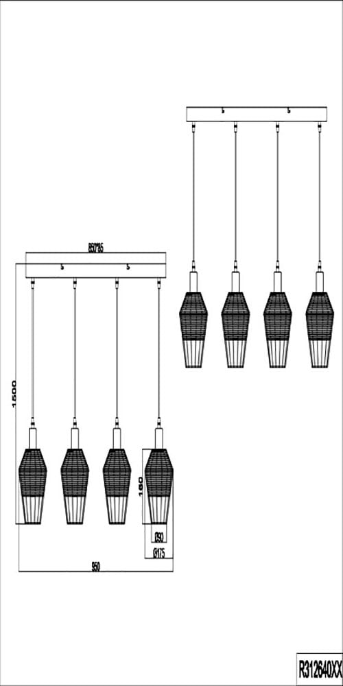 TRIO Leuchten Pendelleuchte »Borka«, BAUR E27 flammig-flammig, Boho 40W 4-flammig höhenverstellbar aus Rattan exkl Hängelampe | 4 max