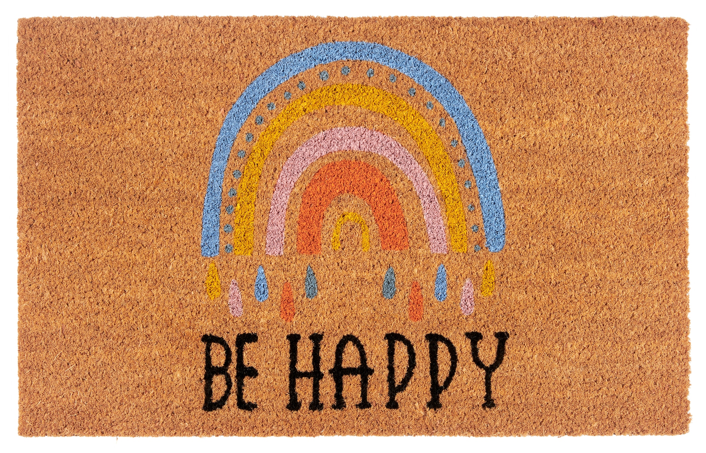 HANSE Home Fußmatte "Kokos Be Happy, Türmatte" rechteckig 15 mm Höhe Schmut günstig online kaufen