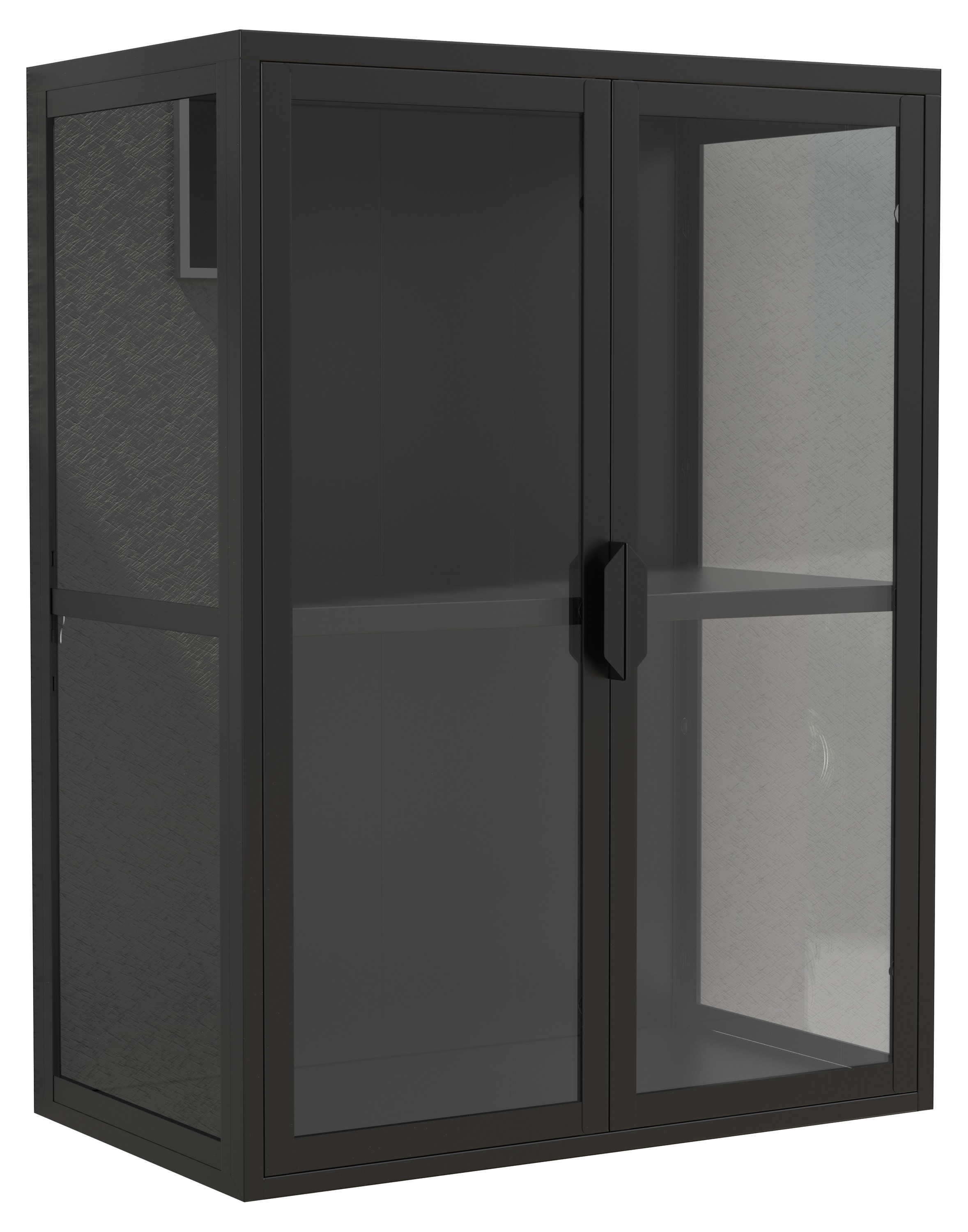 VCM Wandregal "Stahl Wandvitrine Hängevitrine Vitrine Glas Flokas" 1 Stk. tlg.