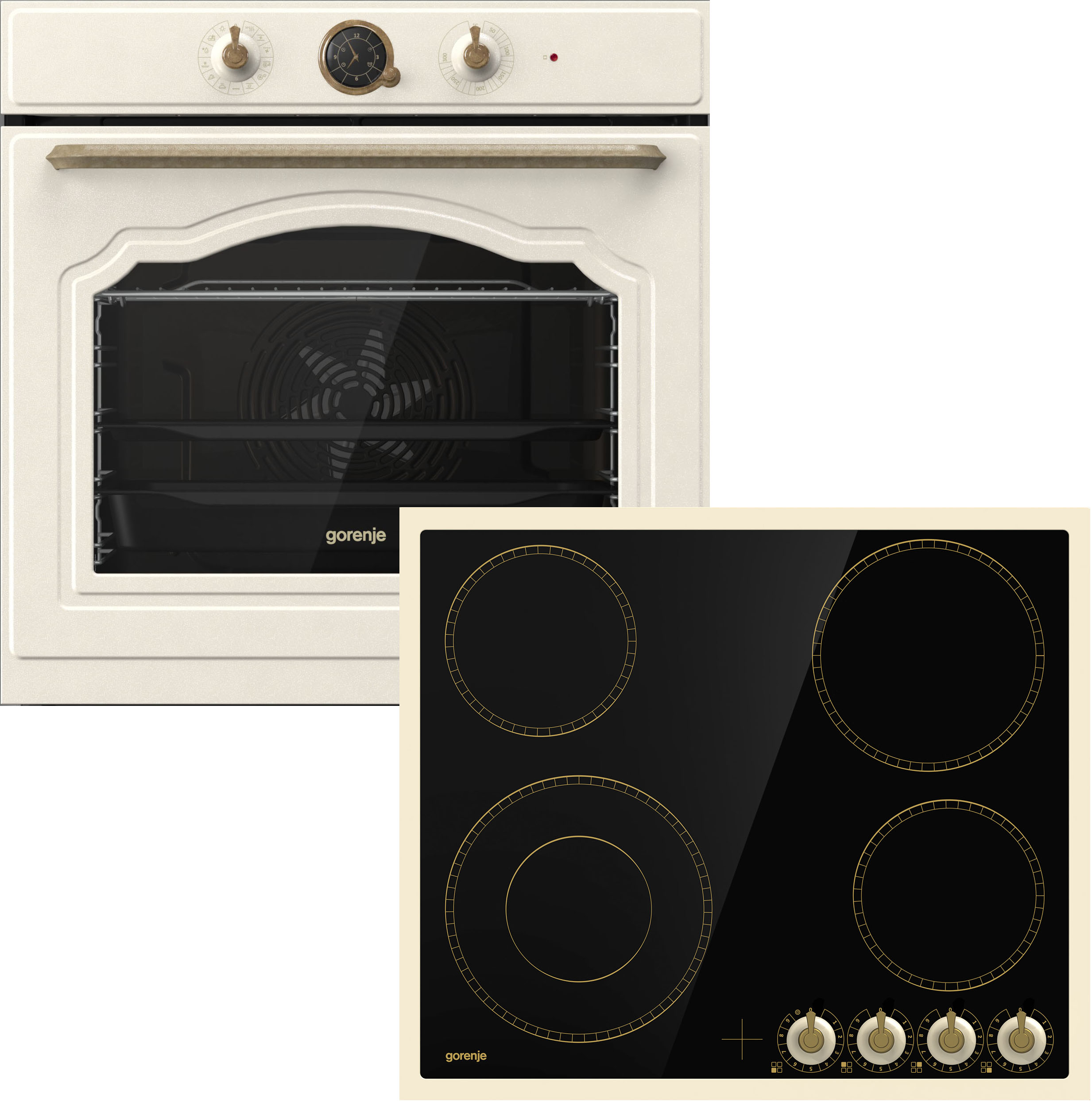 GORENJE Backofen-Set "BOS737E301X", beige, Herdsets, AirFry-Funktion