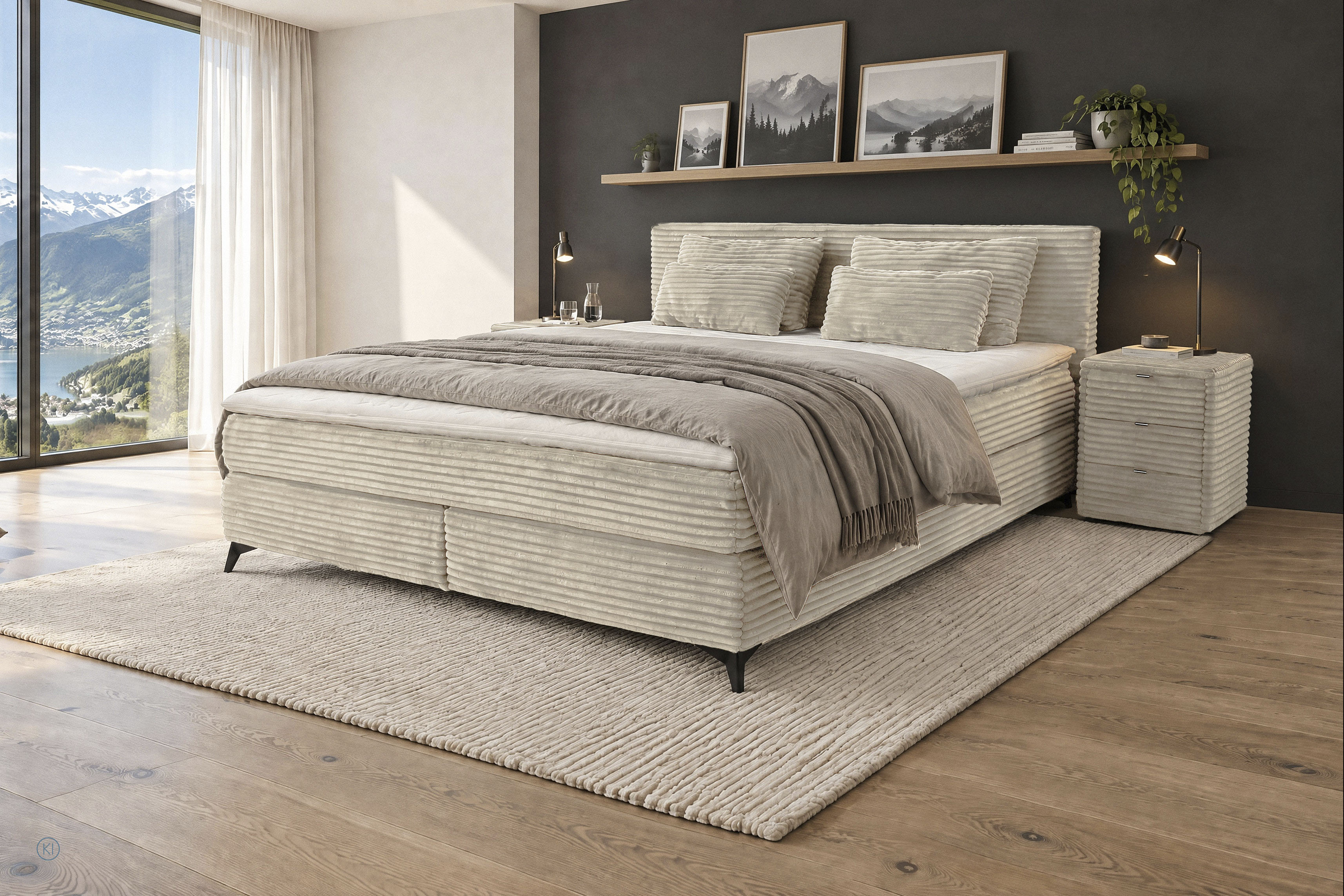 Jockenhöfer Gruppe Boxspringbett "PAULINA inkl. Bonnell- oder Tonnentaschenfederkernmatratze H2-H4" mit 6cm PUR- oder Kaltschaumtopper, 140x200 cm / 180x200cm