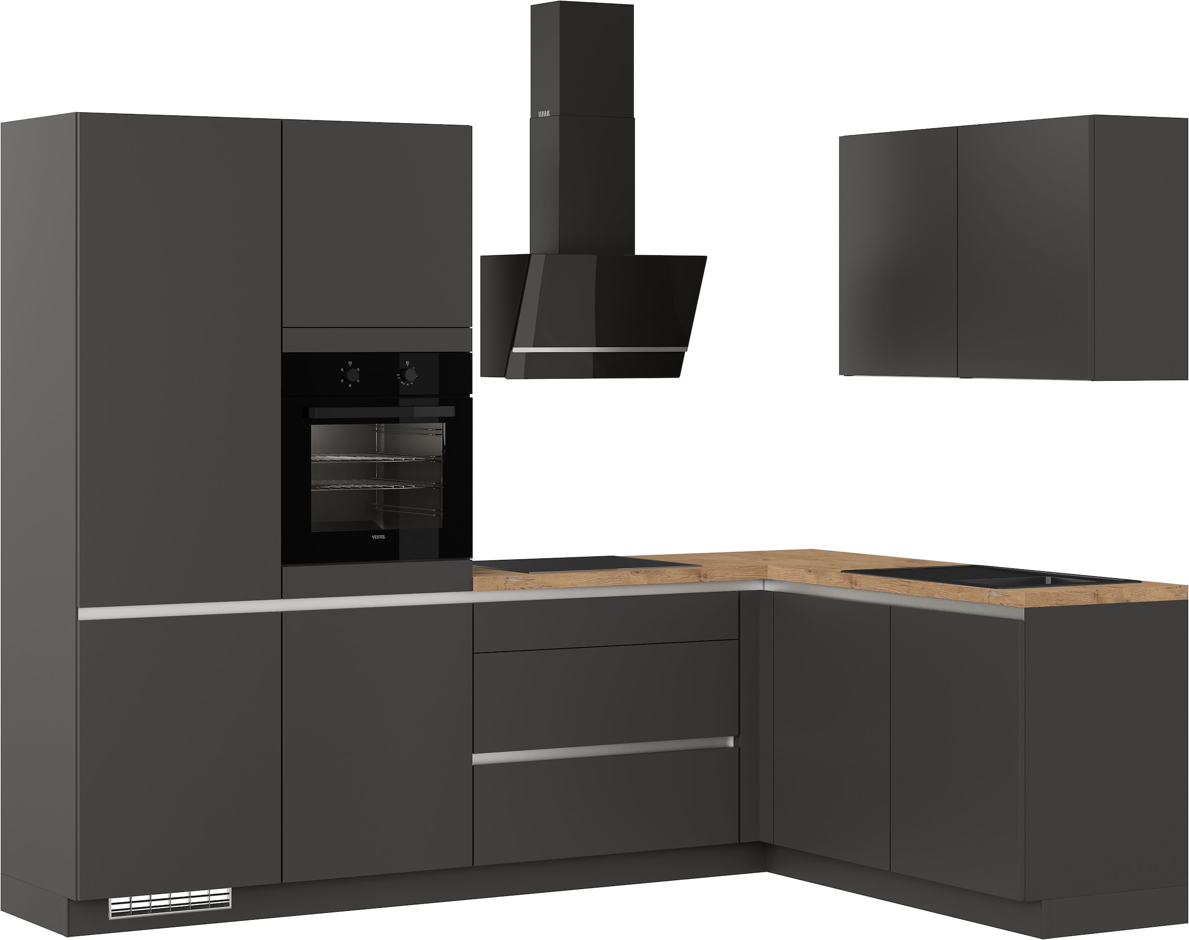 IMPULS KÜCHEN Winkelküche »"Dublin", Ausrichtung wählbar, Schubkästen mit Soft-Close,«, vormontiert, wahlweise mit E-Geräten, mit Vollauszug, Breite 460 cm
