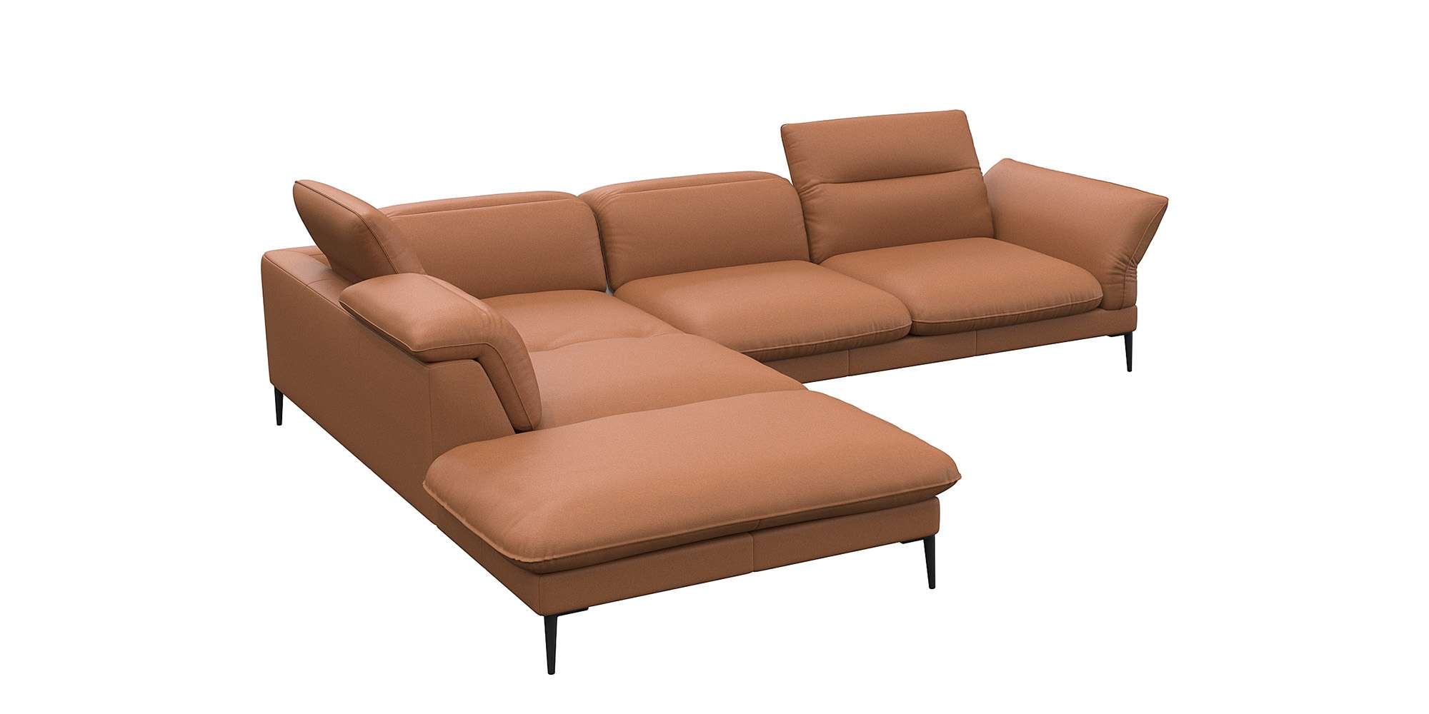 FLEXLUX Ecksofa »Salino, Funktionssofa mit Ottomane, Relaxsofa, Ecksofa«, Sofa mit Arm- und Kopfteil-Verstellungen, Kaltschaum & Stahl-Wellen