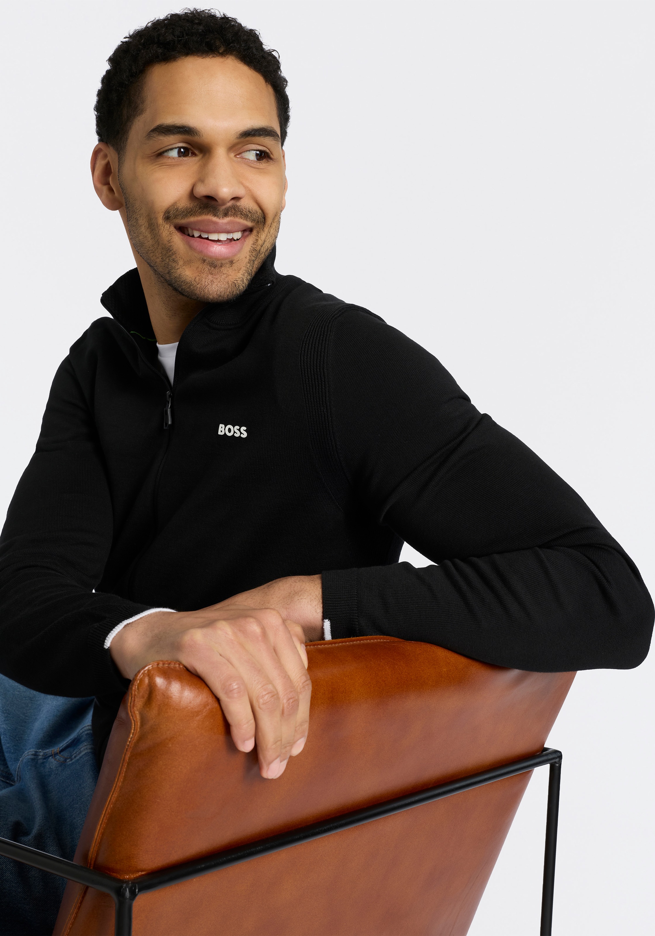 Thumbnail - BOSS GREEN Strickjacke "Ever-X" mit Stehkragen, regular fit