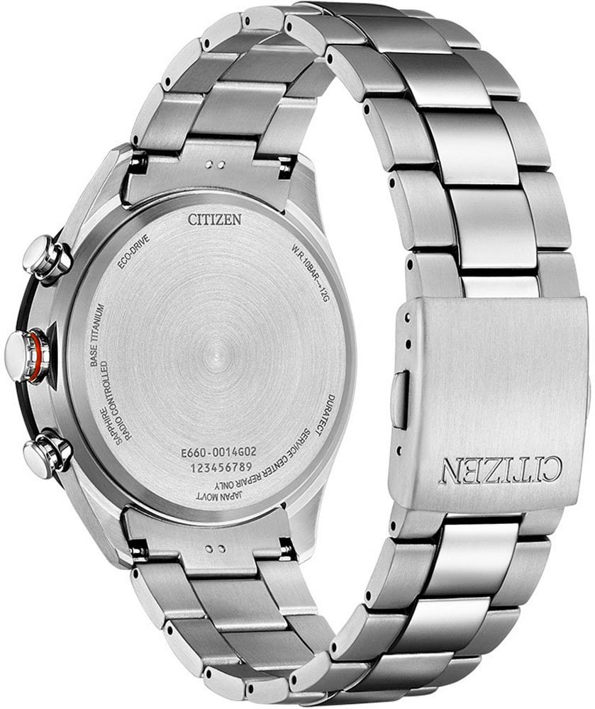 Citizen Funkchronograph, Armbanduhr, Herrenuhr, Solar, Titan, Stoppfunktion