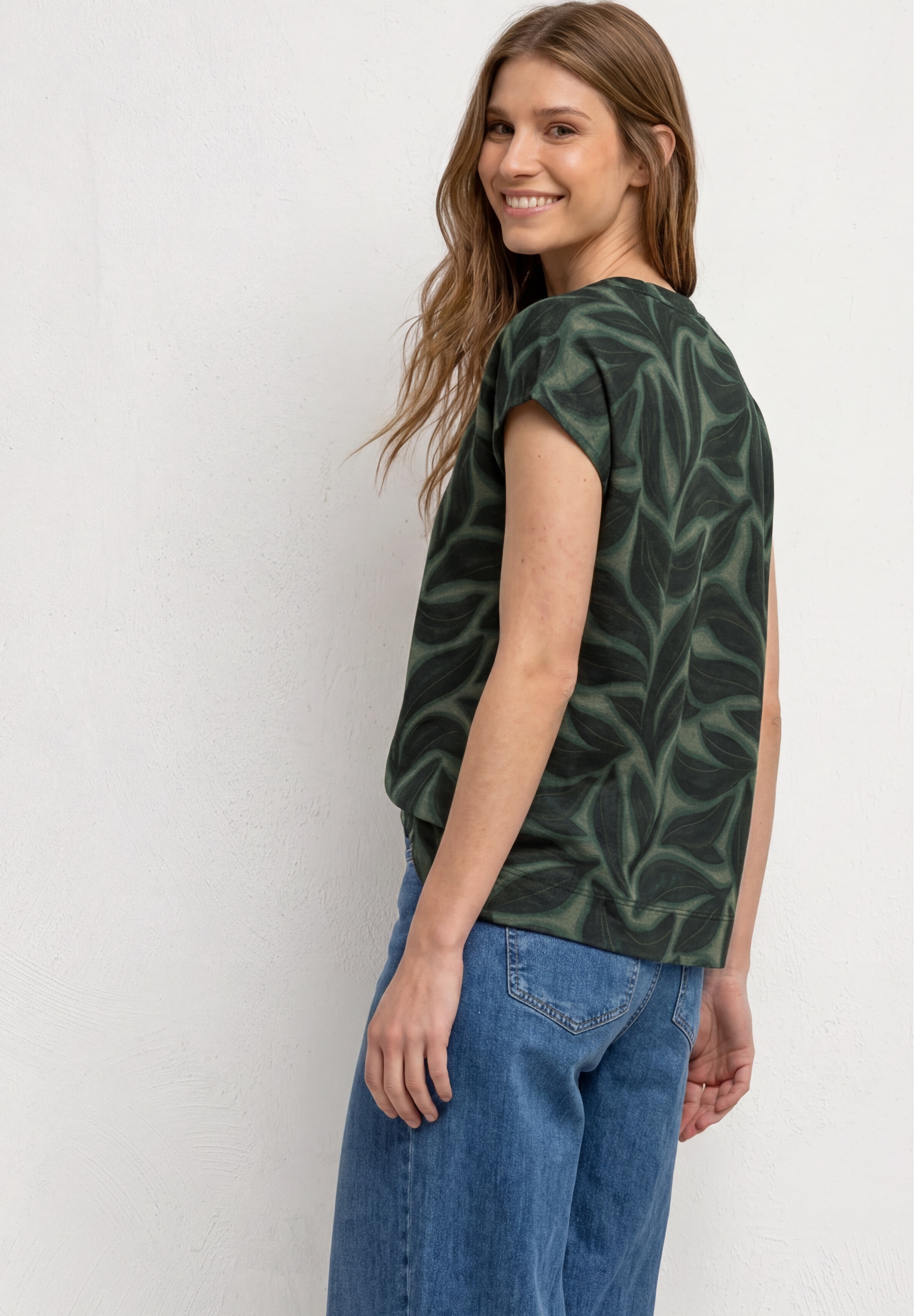 STREET ONE Shirttop Sommershirt im floralem Look und mit Knopfleiste
