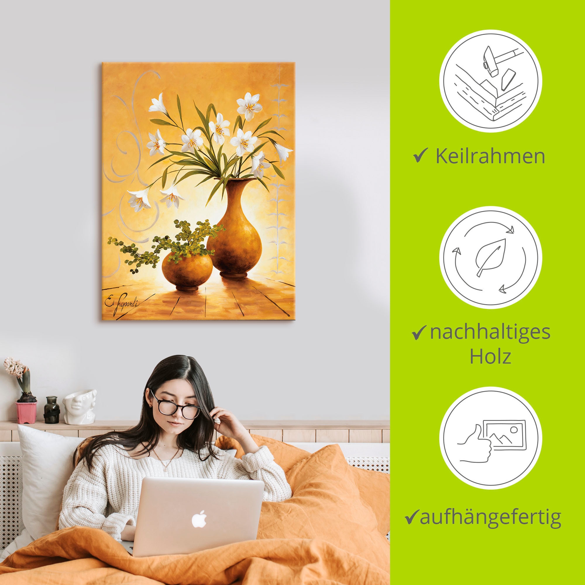 Artland Wandbild »Italienische Blumen III«, Vasen & Töpfe, (1 St.), als Alubild, Leinwandbild, Wandaufkleber oder Poster in versch. Größen