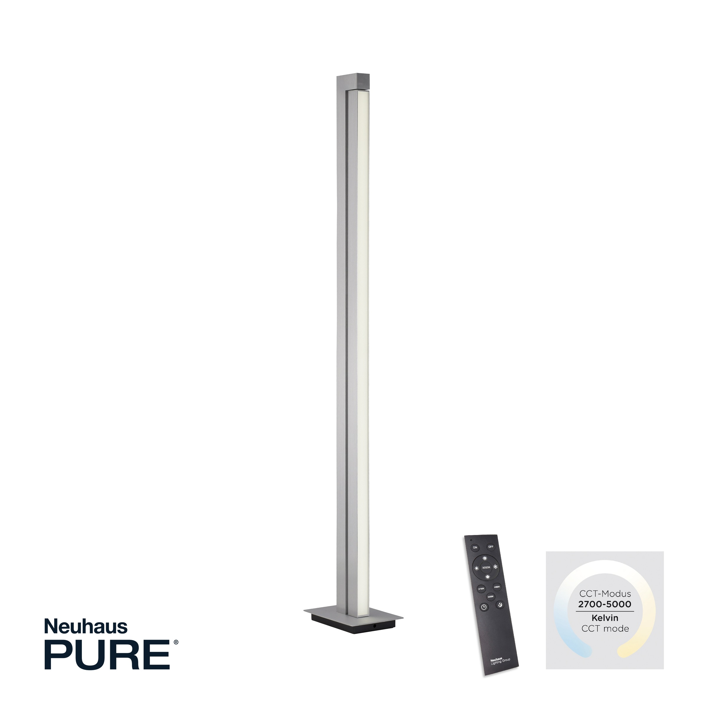Neuhaus PURE LED Stehlampe »PURE Lines Floor« LED-Board 1 Stk. warmweiß - kaltweiß CCT Farbsteuerung, dimmbar über Fernbedienung, Fußschalter