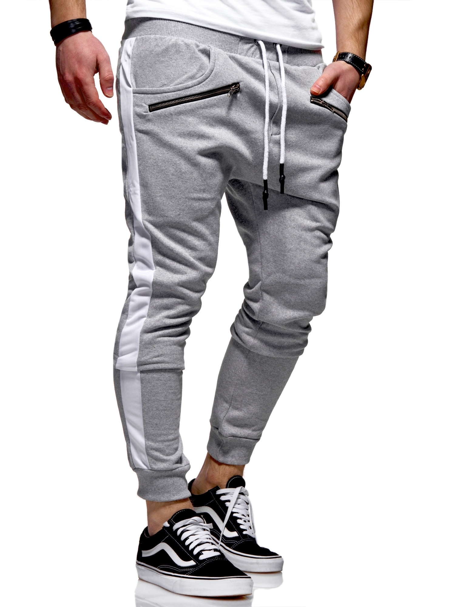 behype Sweathose "TRACK-ZIP", im Slim-Fit-Schnitt