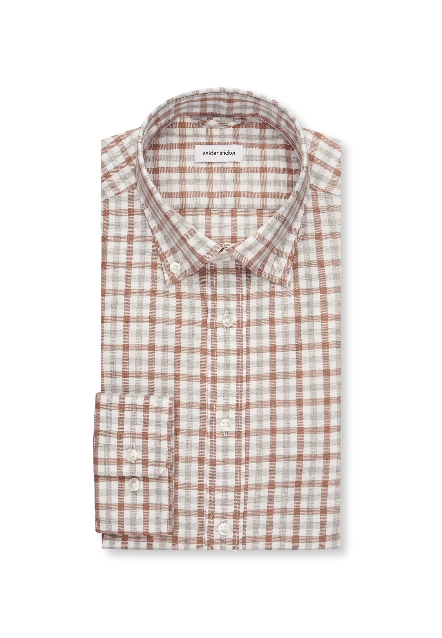 seidensticker Flanellhemd »Slim« Slim 1/1 Button-Down-Kragen Karo