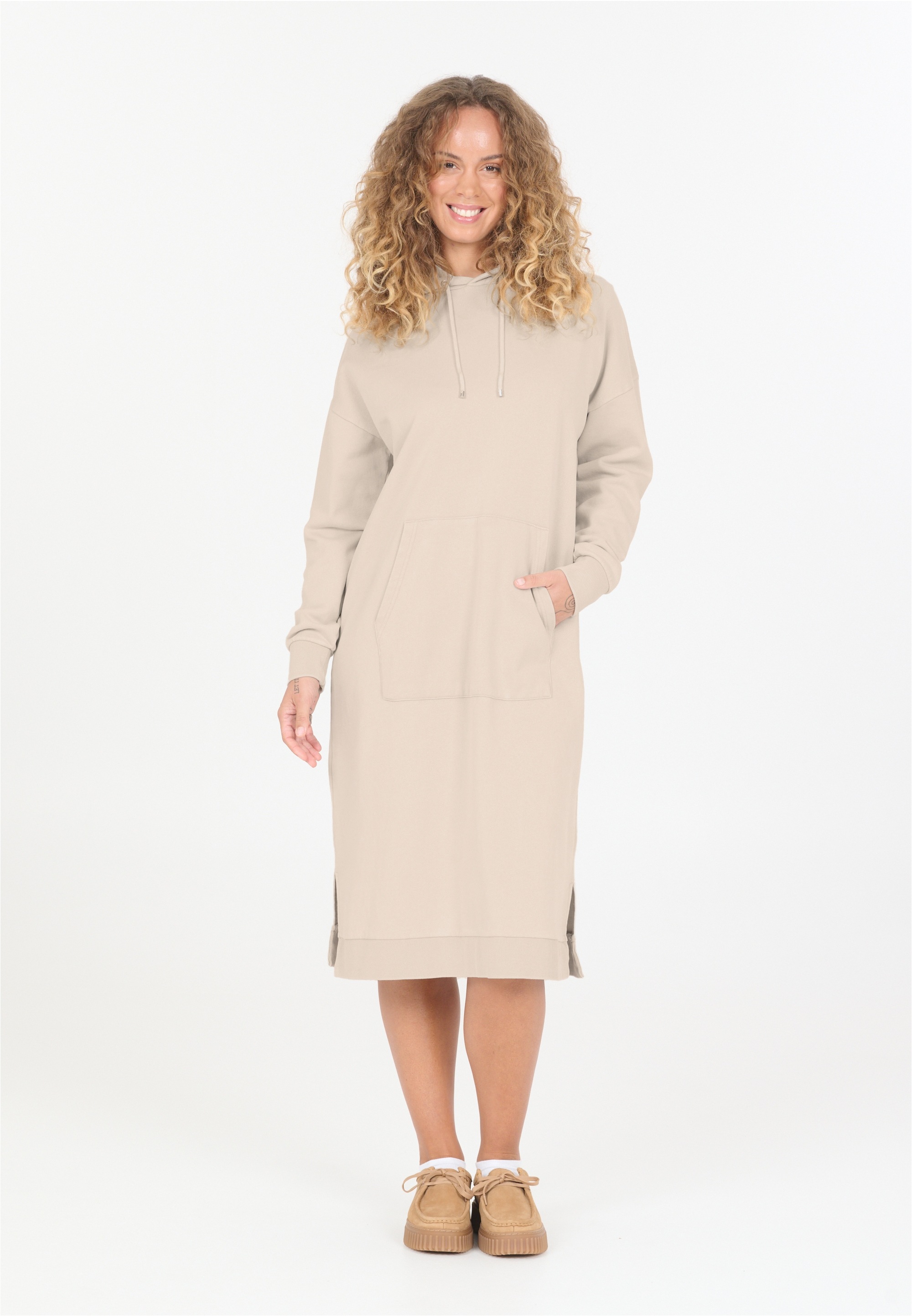 nou Jerseykleid "Rala" mit Kapuze und Kängurtasche