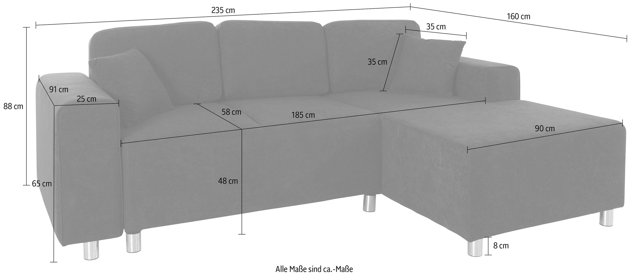 Guido Maria Kretschmer Home&Living Ecksofa »Györ«, L-Form, wahlweise mit Bettfunktion und Bettkasten incl. 2 Zierkissen