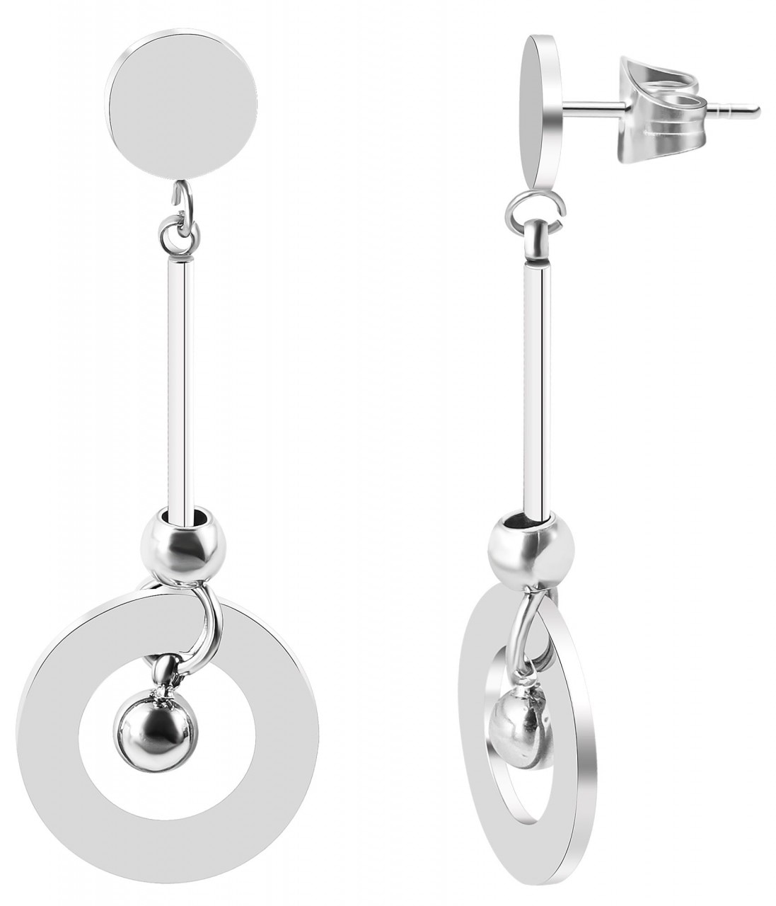 Paar Ohrhänger ADELIA´S "Damen Ohrstecker aus poliertem Edelstahl", silber, Ohrringe, Damen, Damen, Edelstahl
