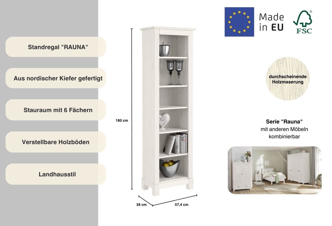 OTTO home Standregal "Rauna" Höhe 180 cm, aus massiver Kiefer, FSC-zertifiz günstig online kaufen