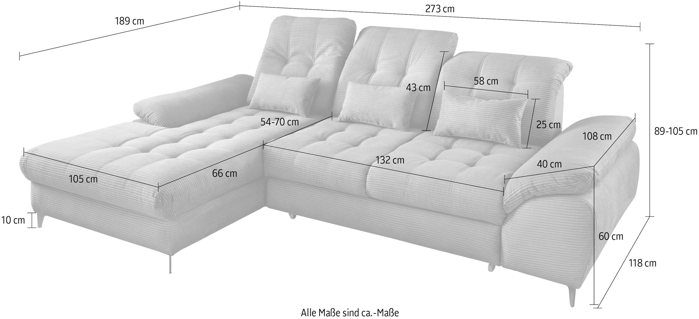 Home affaire Ecksofa »Lazio modern und bequem, schmale Armlehnen, tolle Detailverarbeitung« zwei verschiedene Fußfarben wählbar