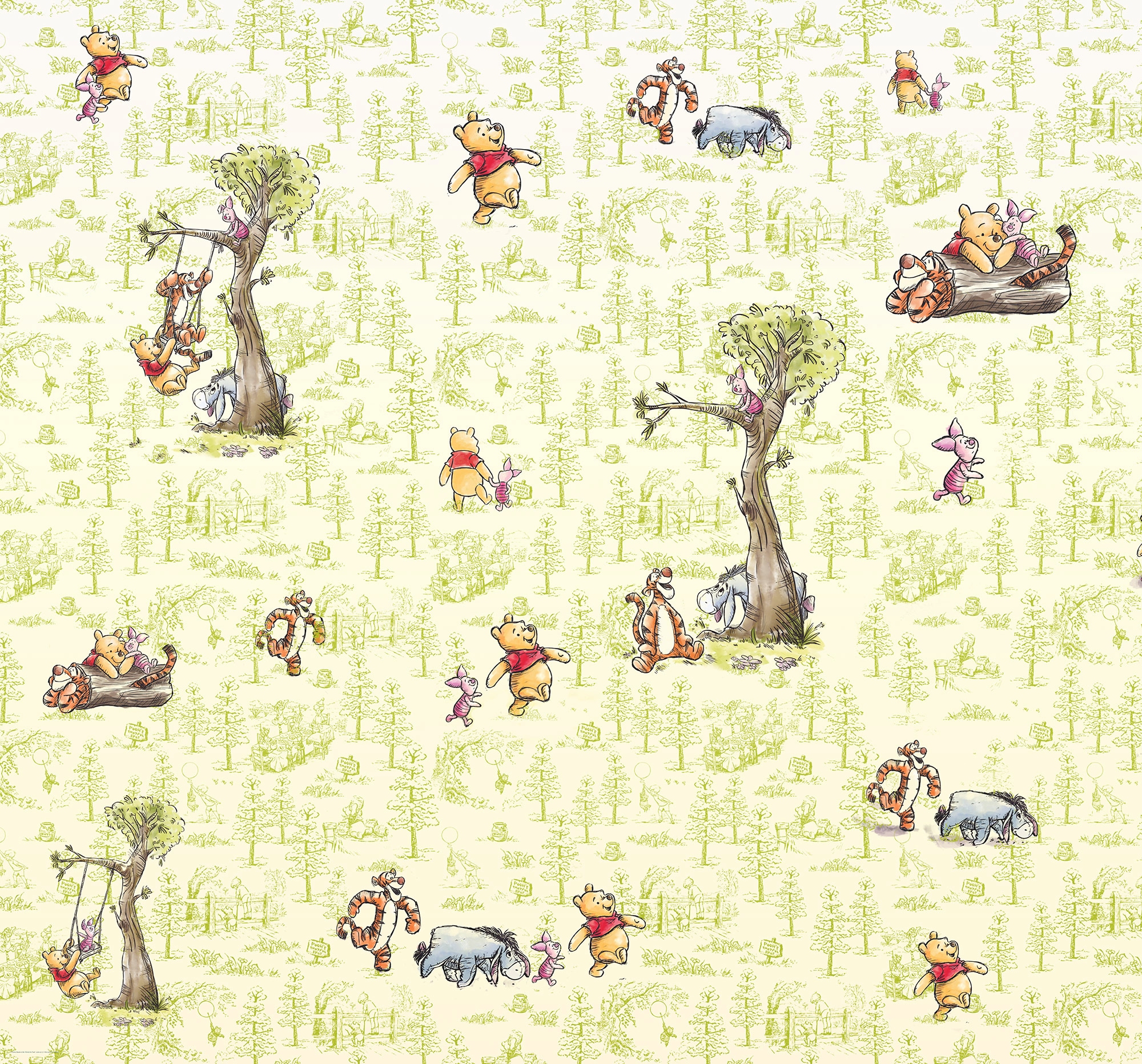 Komar Vliestapete "Digitaldruck Vlies - Winnie the Pooh Friends - Größe 300 x 280 cm" bedruckt glatt Kinderzimmer