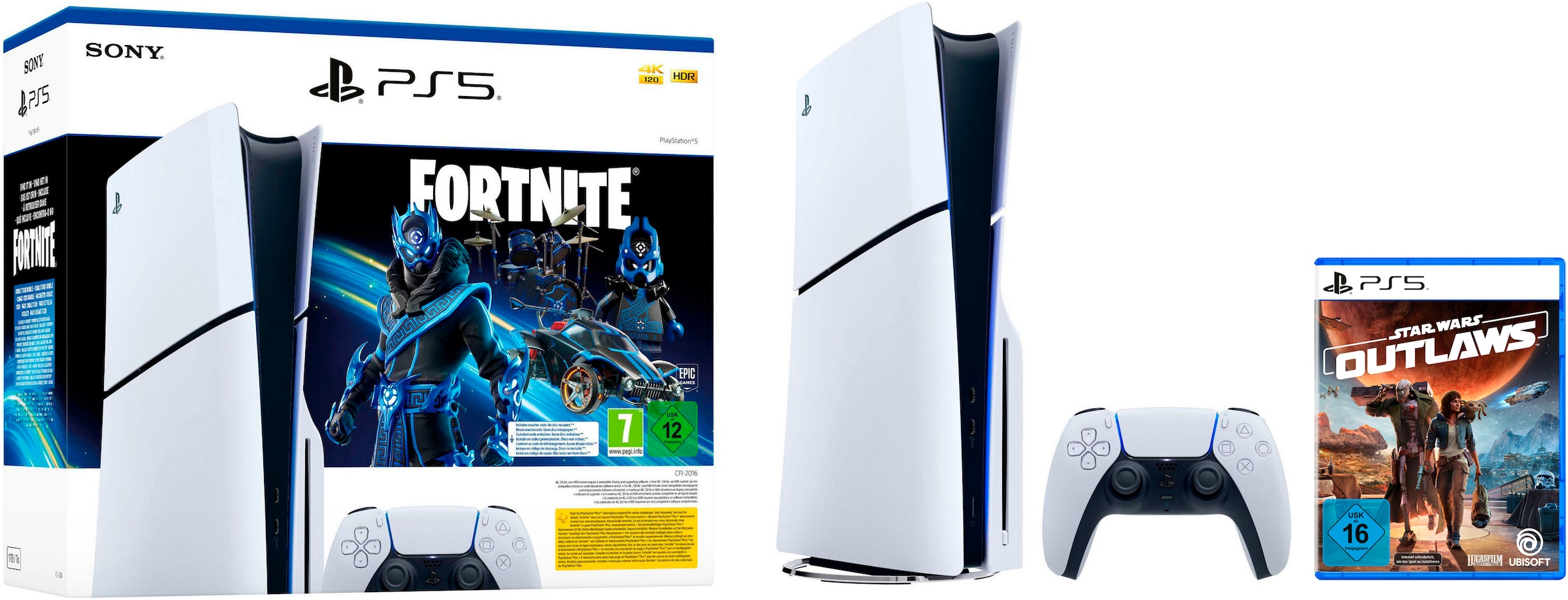 Konsolen-Set »PS5 (Slim) Fortnite Cobalt Star + Star Wars Outlaws«