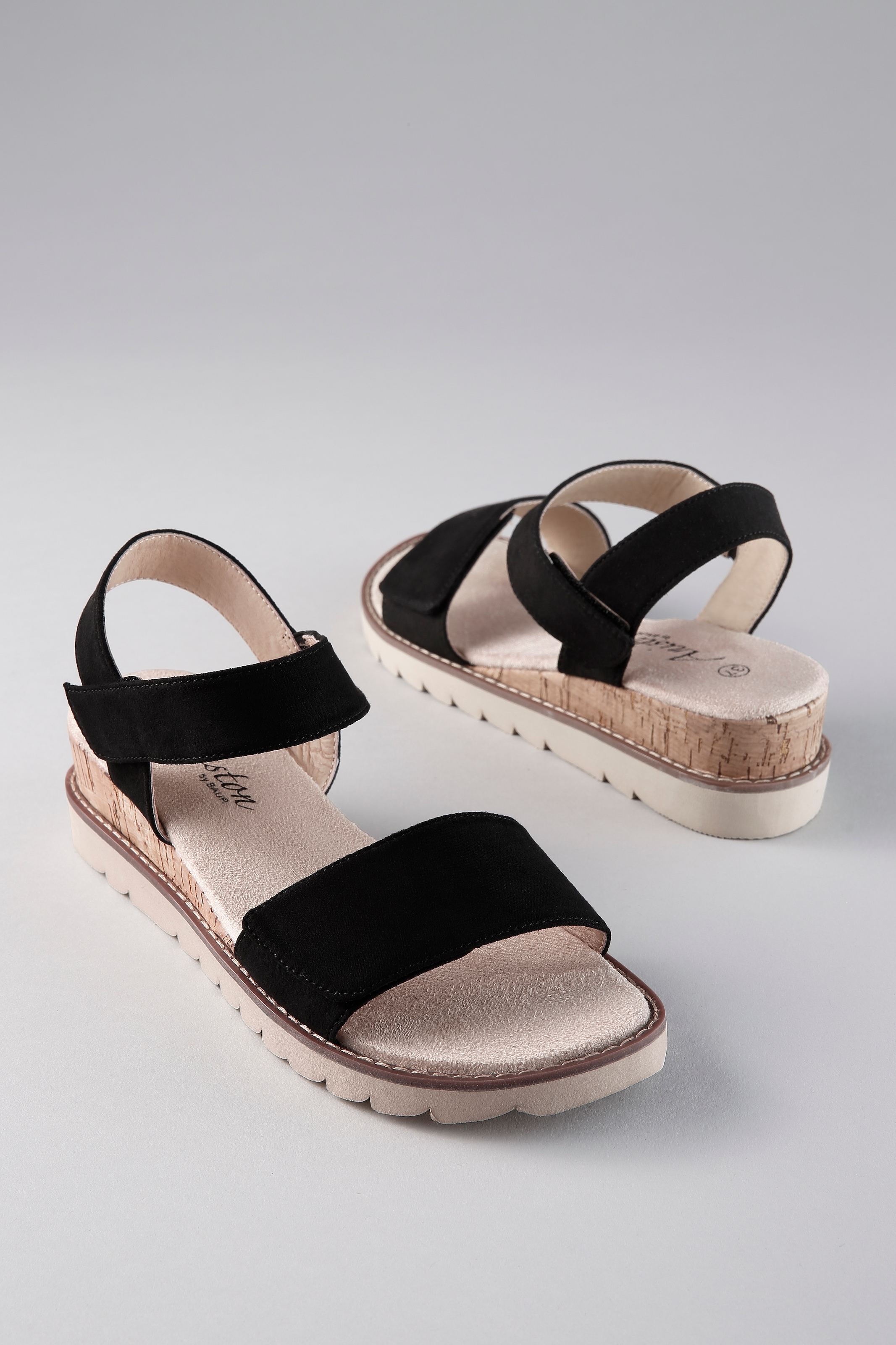 Sandale ANISTON SHOES, Herren, Gr. 41, schwarz, Textil, Schuhe Sandale, Sommerschuh, Klettschuh, Keilabsatz - NEUE KOLLEKTION